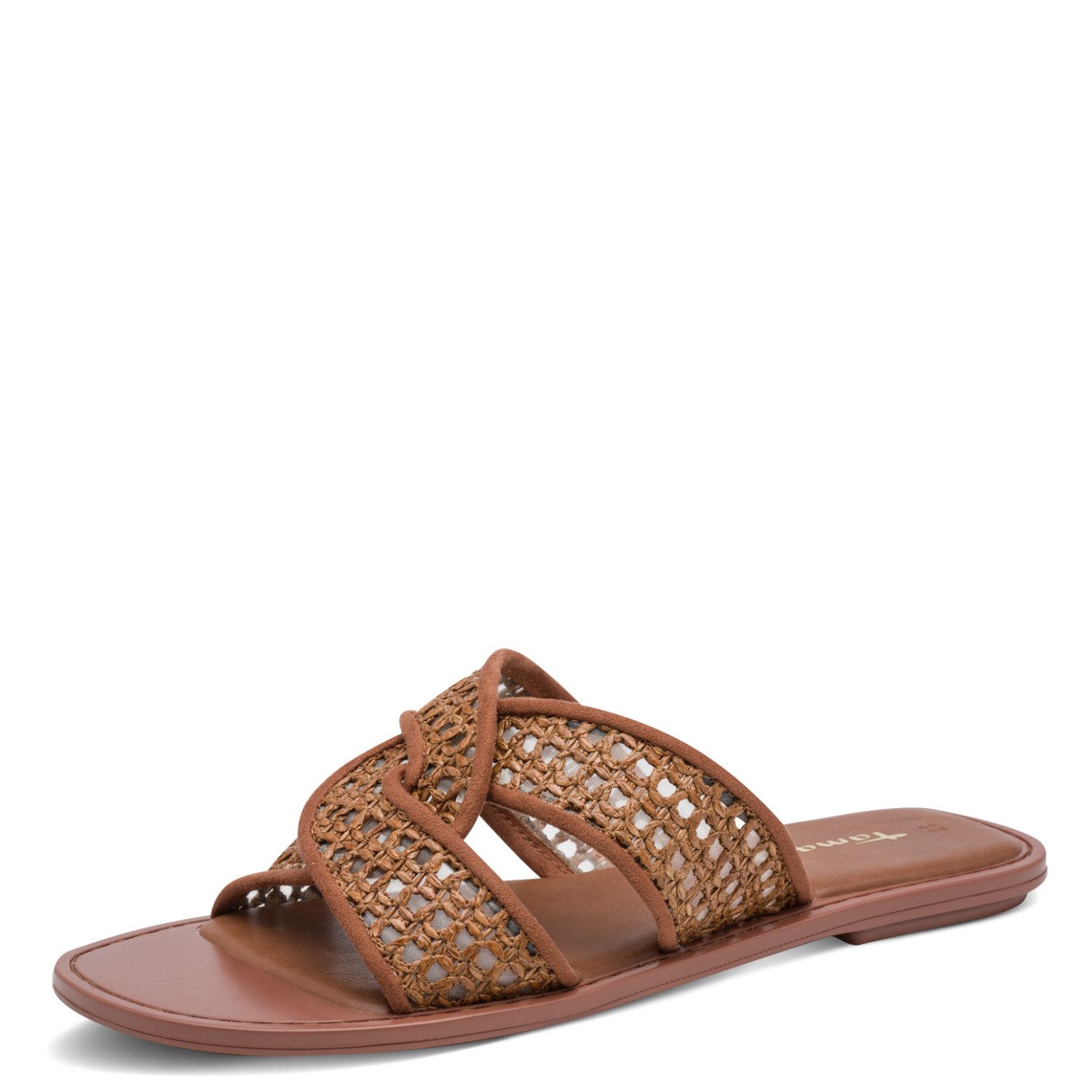 Tamaris Pantolette Sommerschuh, Schlüpfschuh, Flat mit Baststickerei