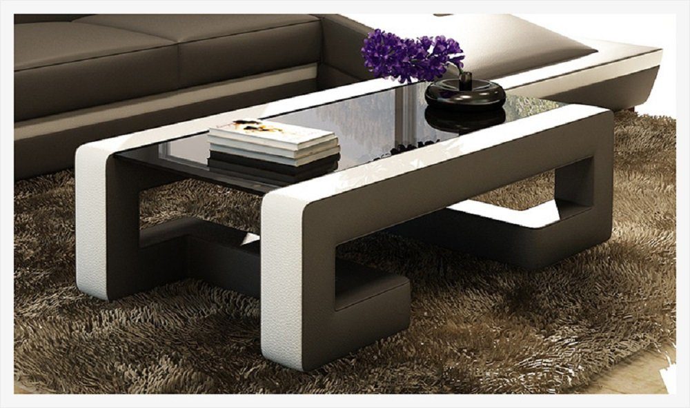 JVmoebel Couch Couchtisch Tische Sofa Leder Glas Sofatisch Tisch Wonzimmer Beistell Design