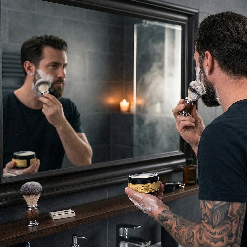 Störtebekker Rasierseife Rasiercreme Sandelholz, für eine unkomplizierte Rasur mit cremigem Schaum