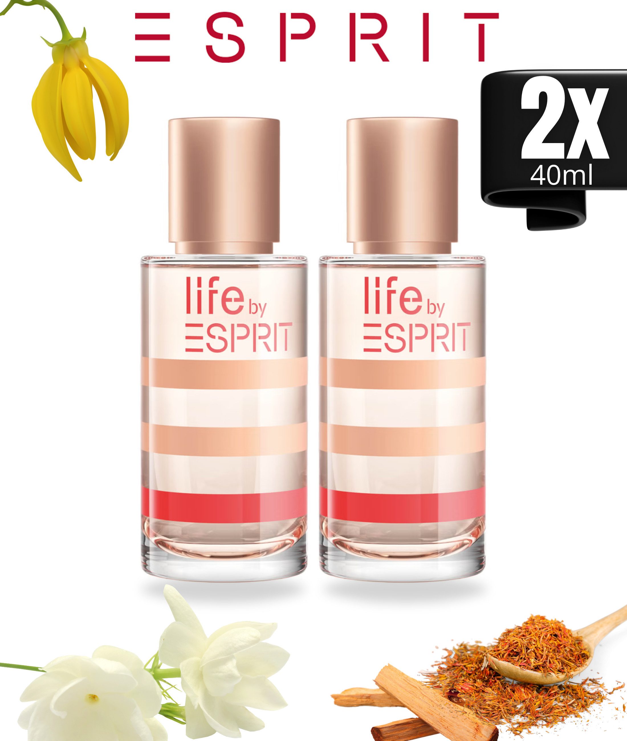 Esprit Eau de Parfum Life by Esprit Eau de Toilette Damenduft Parfüm Set Frauen Duft 40ml, 2-tlg., Langanhaltend, Eau de Toilette