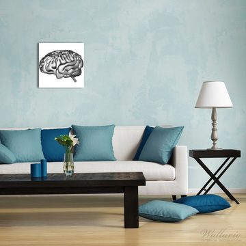 Wallario Glasbild, Menschliches Gehirn in Schwarz-Weiß, in verschiedenen Ausführungen