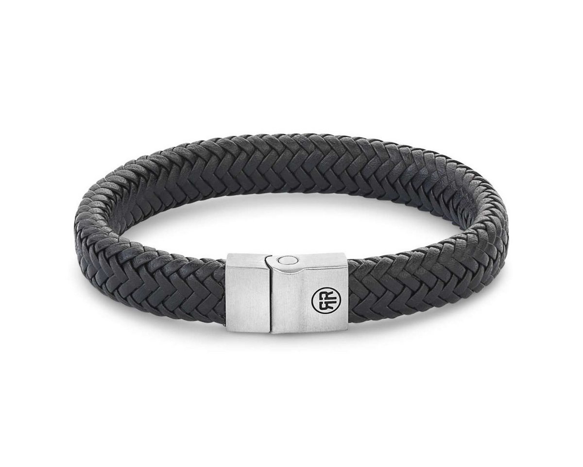 Rebel & Rose Edelstahlarmband RR-M0019-S, für Herren-Lederarmband Schwarz Full Metal Herringbone Black