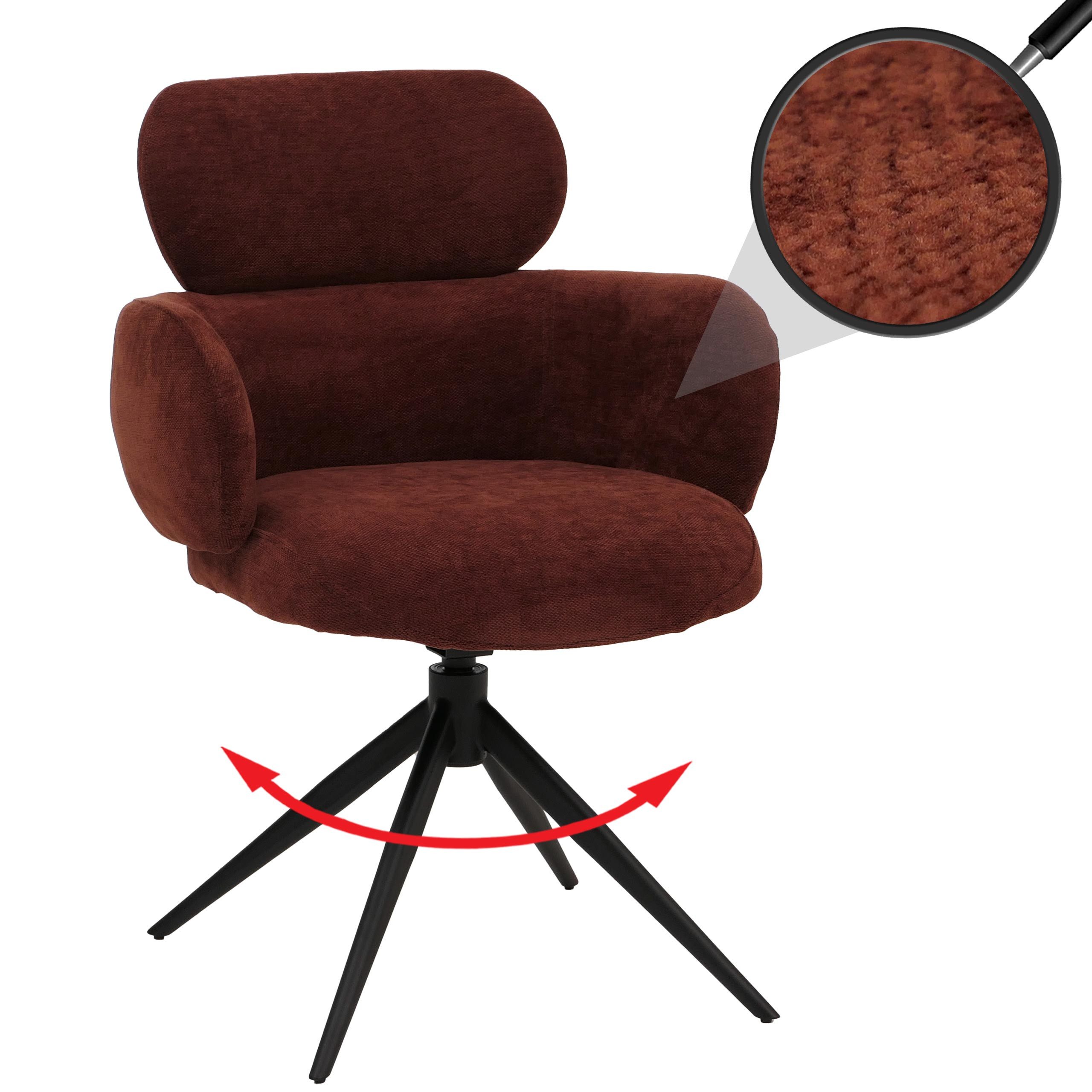 MCW Esszimmerstuhl MCW-O77 (1 St), Um 360° drehbar, Moderner Chenille Stoffbezug, Mit Fußbodenschonern