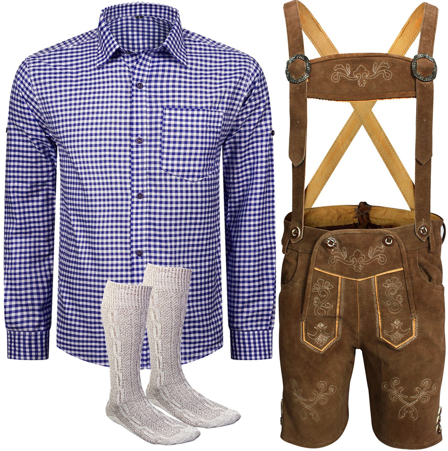 ALL THE GOOD Trachtenhose Trachtenset Herren Oktoberfest (Hose+Hemd+Socken) KBBRH01 (Trachtenset, 3-tlg)