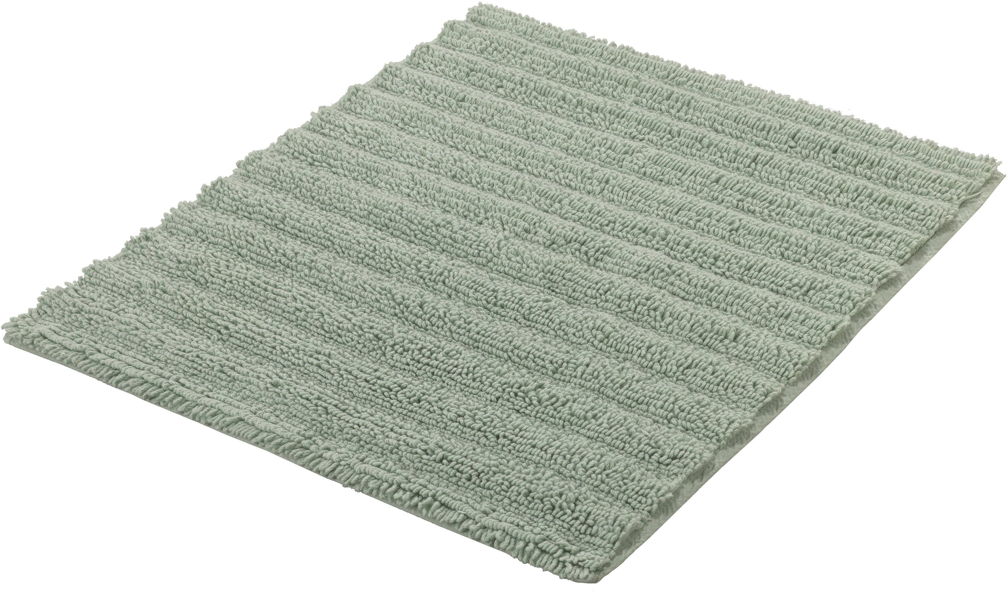 Kleine Wolke Badematte Yara, Höhe 5 mm, beidseitig nutzbar, fußbodenheizungsgeeignet, Baumwolle, rechteckig, Badteppich, Uni Farben, gestreift, waschbar