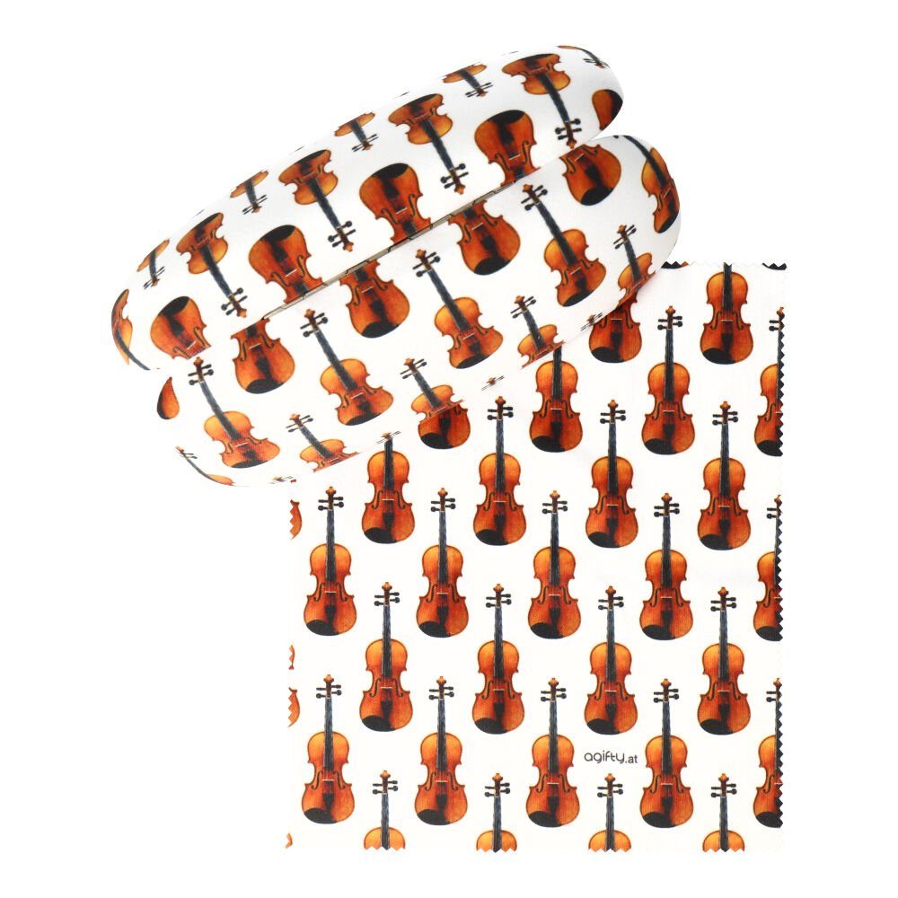 mugesh Brillenetui mit Putztuch Mikrofasertuch (für Musiker) Geige