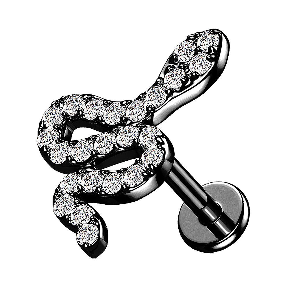 Taffstyle Piercing-Set Tragus Knorpel Piercing flach Zirkonia Schlange Silb günstig online kaufen