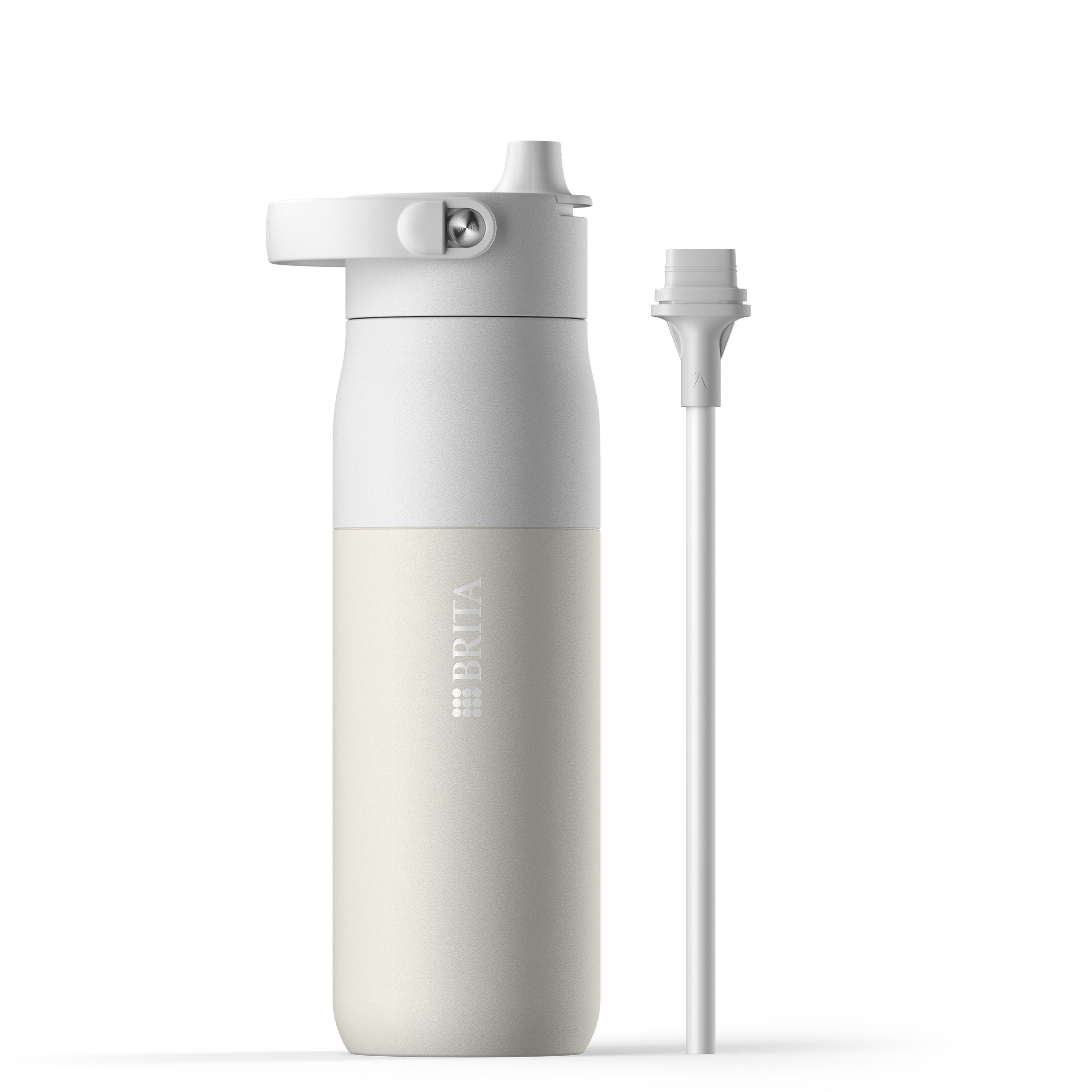 BRITA Trinkflasche BRITA LARQ Essential Trinkflasche (680ml) mit Strohhalm, Edelstahl Wasserflasche mit doppelwandiger Isolation - hält 24h kalt