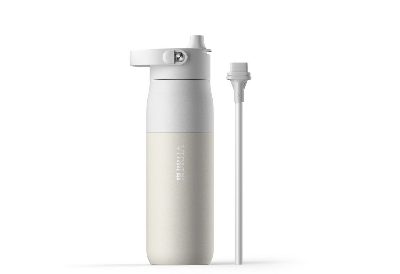 BRITA Trinkflasche BRITA LARQ Essential Trinkflasche (680ml) mit Strohhalm, Edelstahl Wasserflasche mit doppelwandiger Isolation - hält 24h kalt