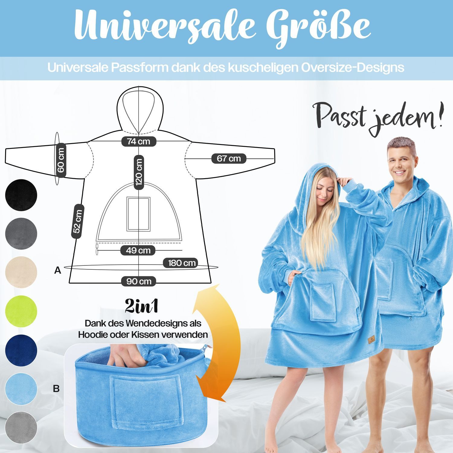 Sienna Hoodie Decke Mit Ärmeln, Kuschelig Warm, Oversize Für Damen & Herren – Perfekt Zum Lounge, Camping Oder Reisen
