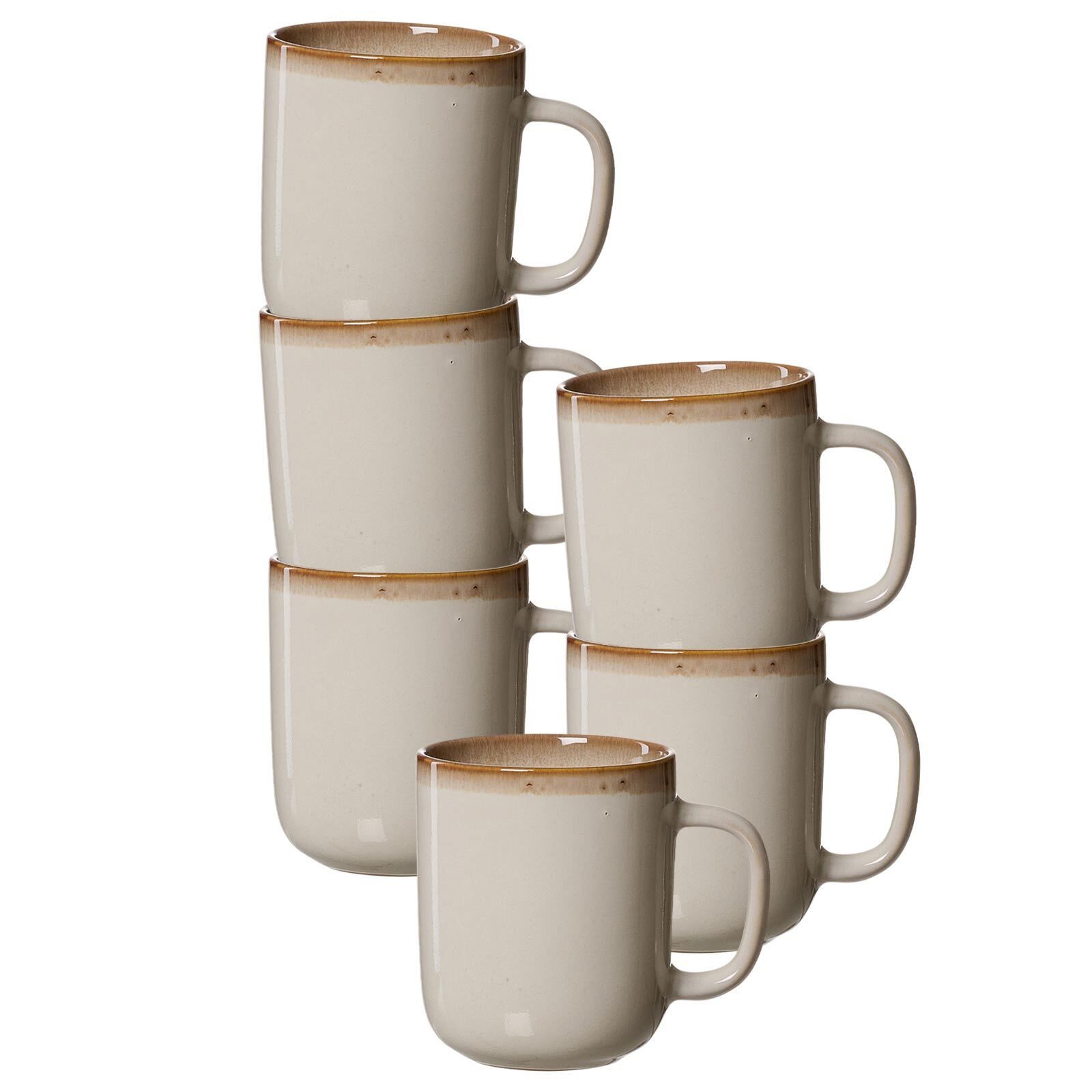 Ritzenhoff & Breker Becher Malaga Henkelbecher 380 ml 6er Set, 6-tlg., Steinzeug