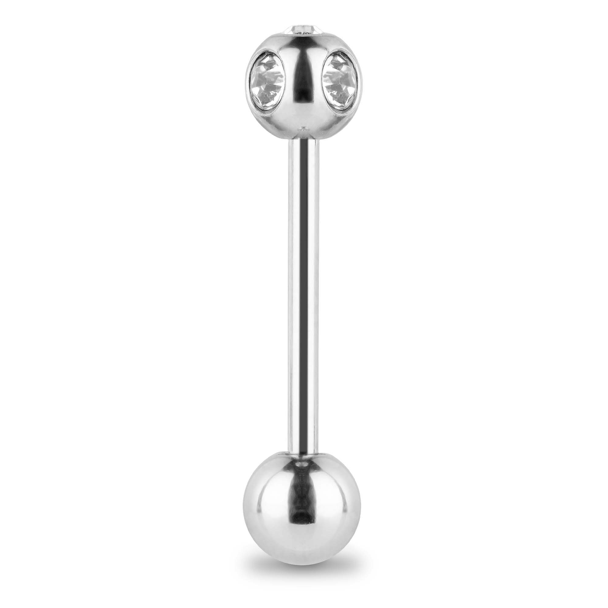 Taffstyle Piercing-Set Zungenpiercing Intim Brust Kugel mit 5 Kristallen, Piercingfaktor Barbell Stab Hantel Stecker Oral Ohr Tragus Ohrpiercing Clear