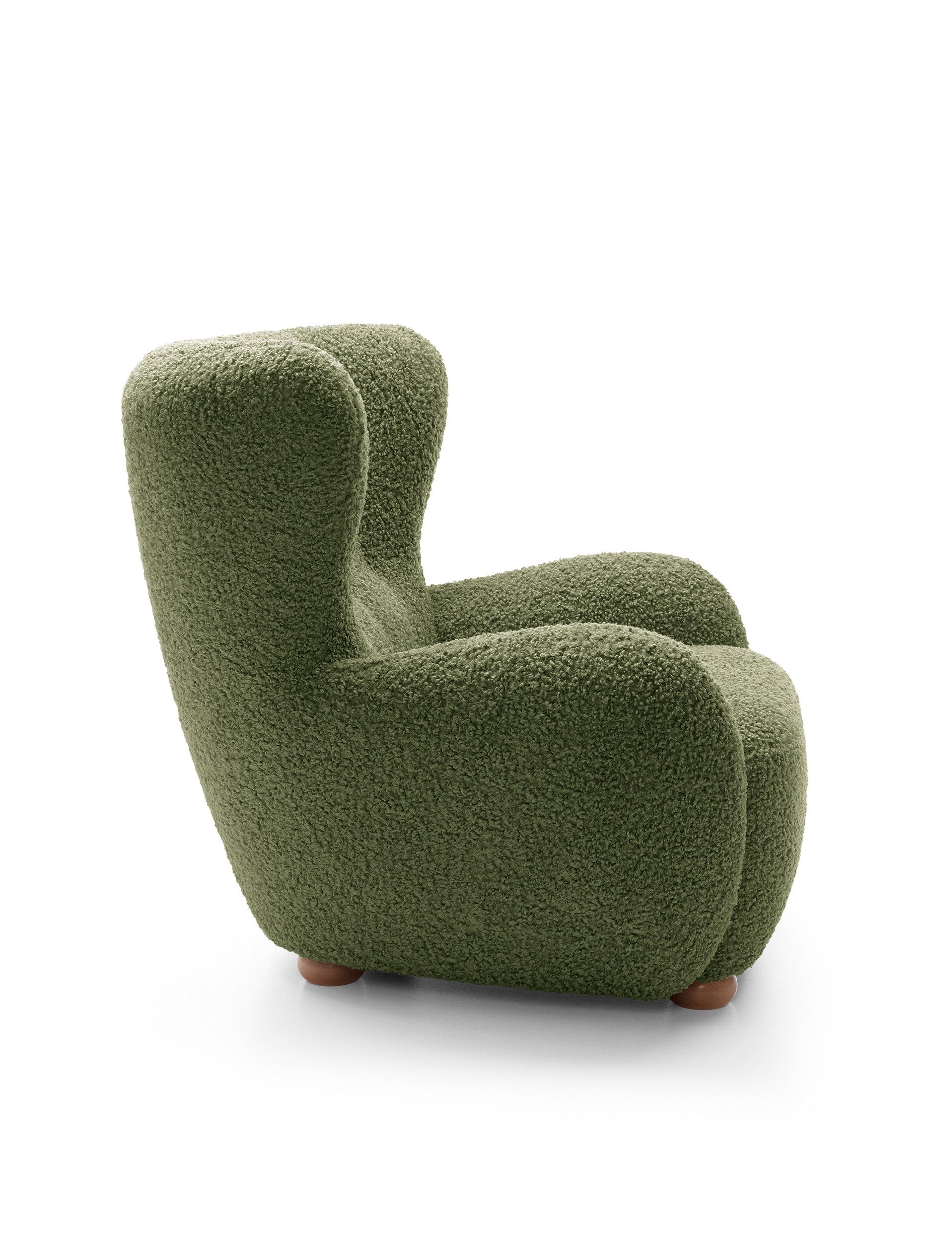 Goldstoff Sessel HUGSY Relaxsessel Boucle mit hoher Rückenlehne – Skandi & Boho Stil (Einzelsessel, Loungesessel), mit Relaxfunktion