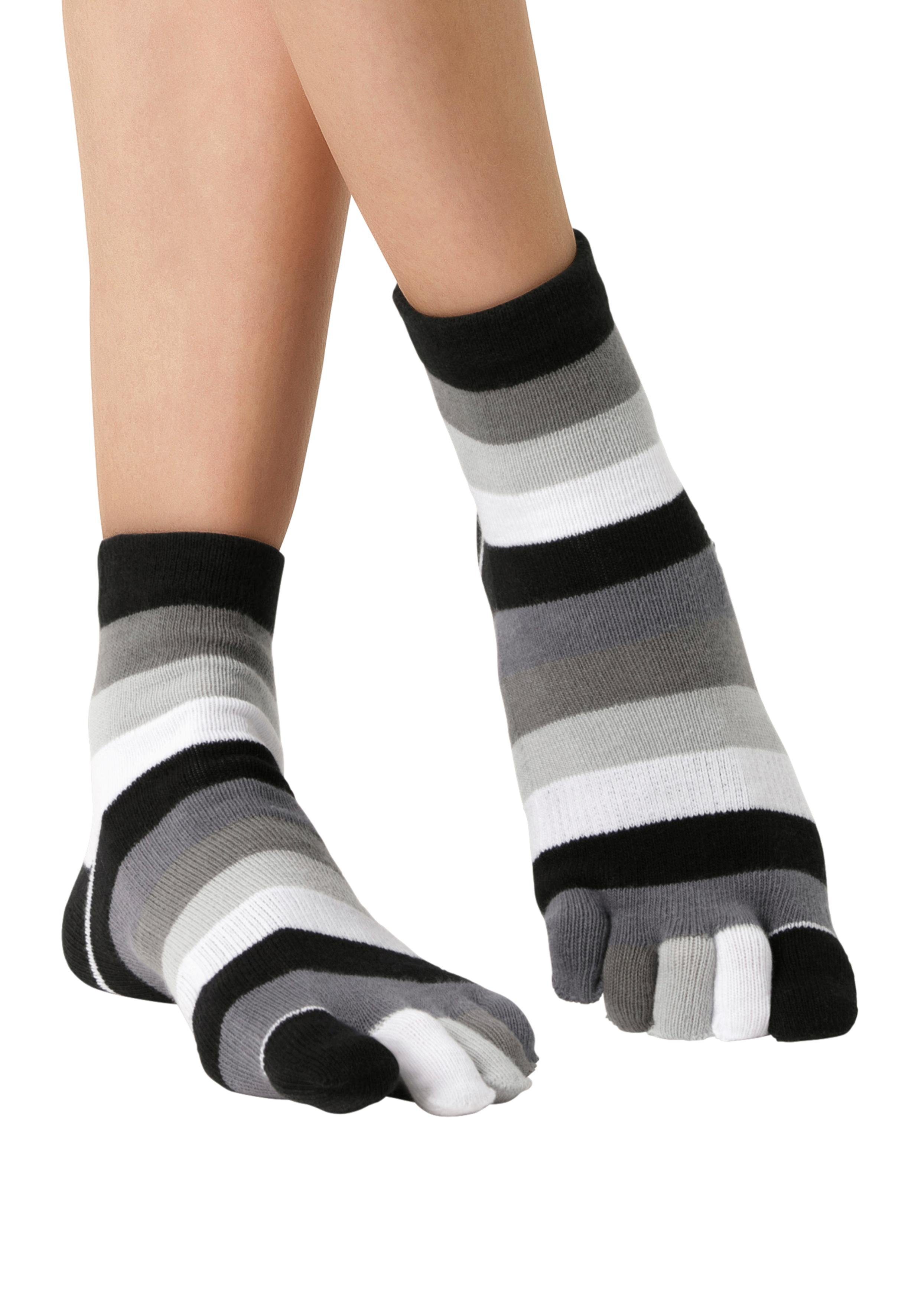 H.I.S Zehensocken Fünf Finger Socken, Zehenspalt Design, Geeignet für den Alltag (Packung, 1-Paar) im Streifenmuster weich und atmungsaktive Baumwolle – Bild 4 von 5