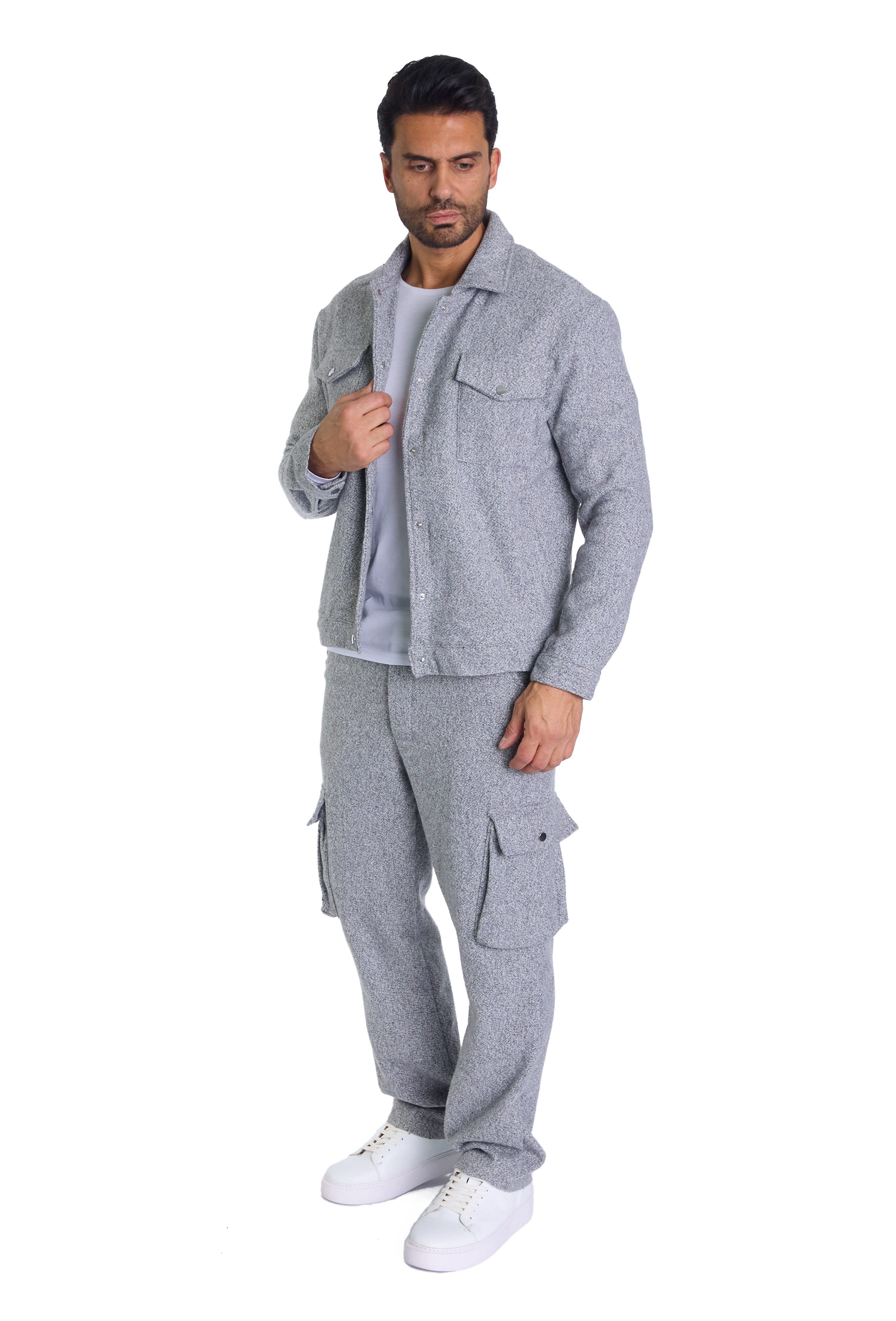 Denim Distriqt Freizeitanzug Herren Freizeitanzug mit Baggy Hose Grau S (2- günstig online kaufen