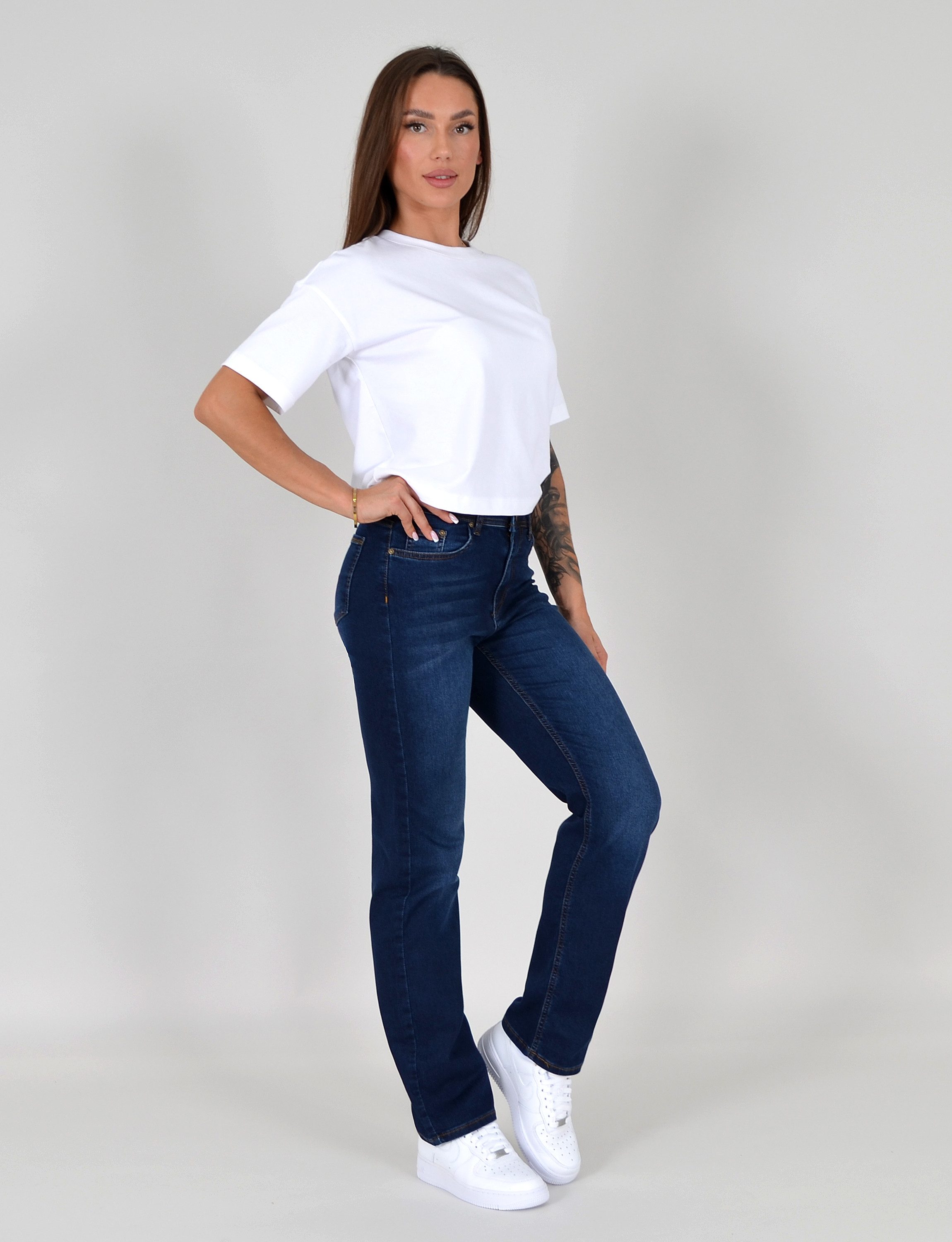 Straight-Jeans Damen Stretch-Jeans Premium Baumwolle Jeanshose Damen Straight Fit G14