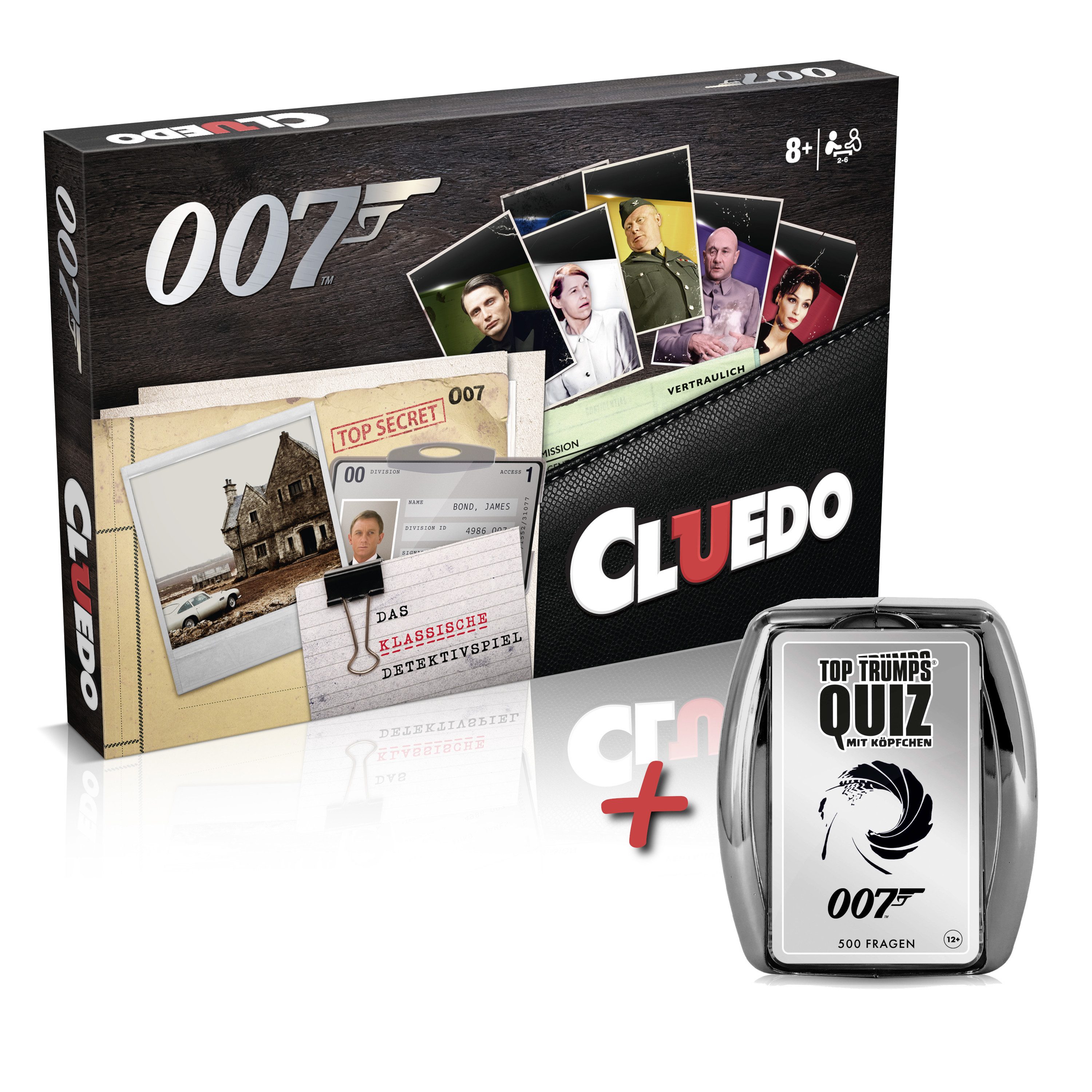 Winning Moves Spiel James Bond Cluedo + Quiz Bundle, Brettspiel, Bundle mit Quizspiel