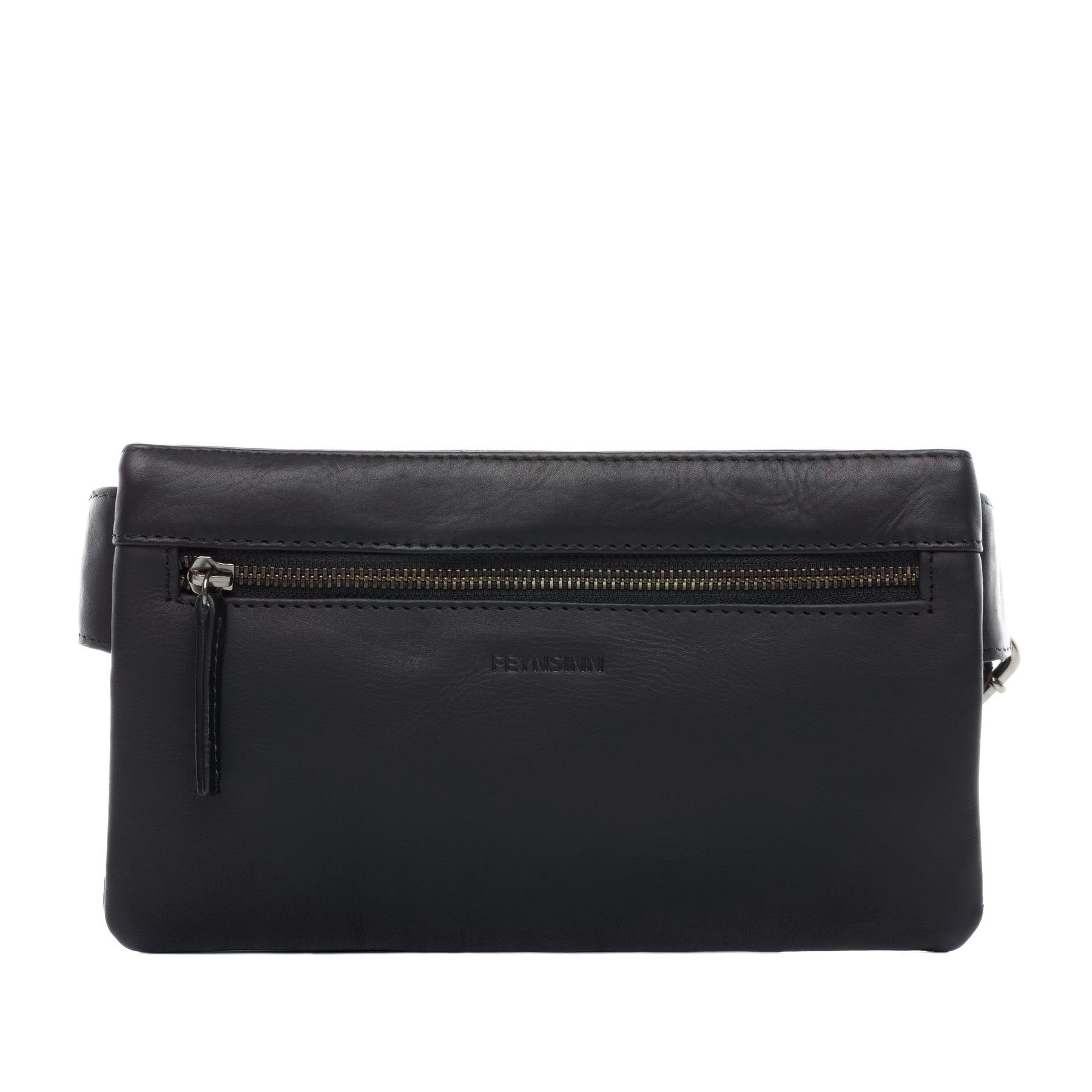 FEYNSINN Umhängetasche echt Leder Hip Bag groß Ledertasche schwarz SJARD, Hüfttasche echt Leder Unisex, Umhängetasche, Bumbag schwarz