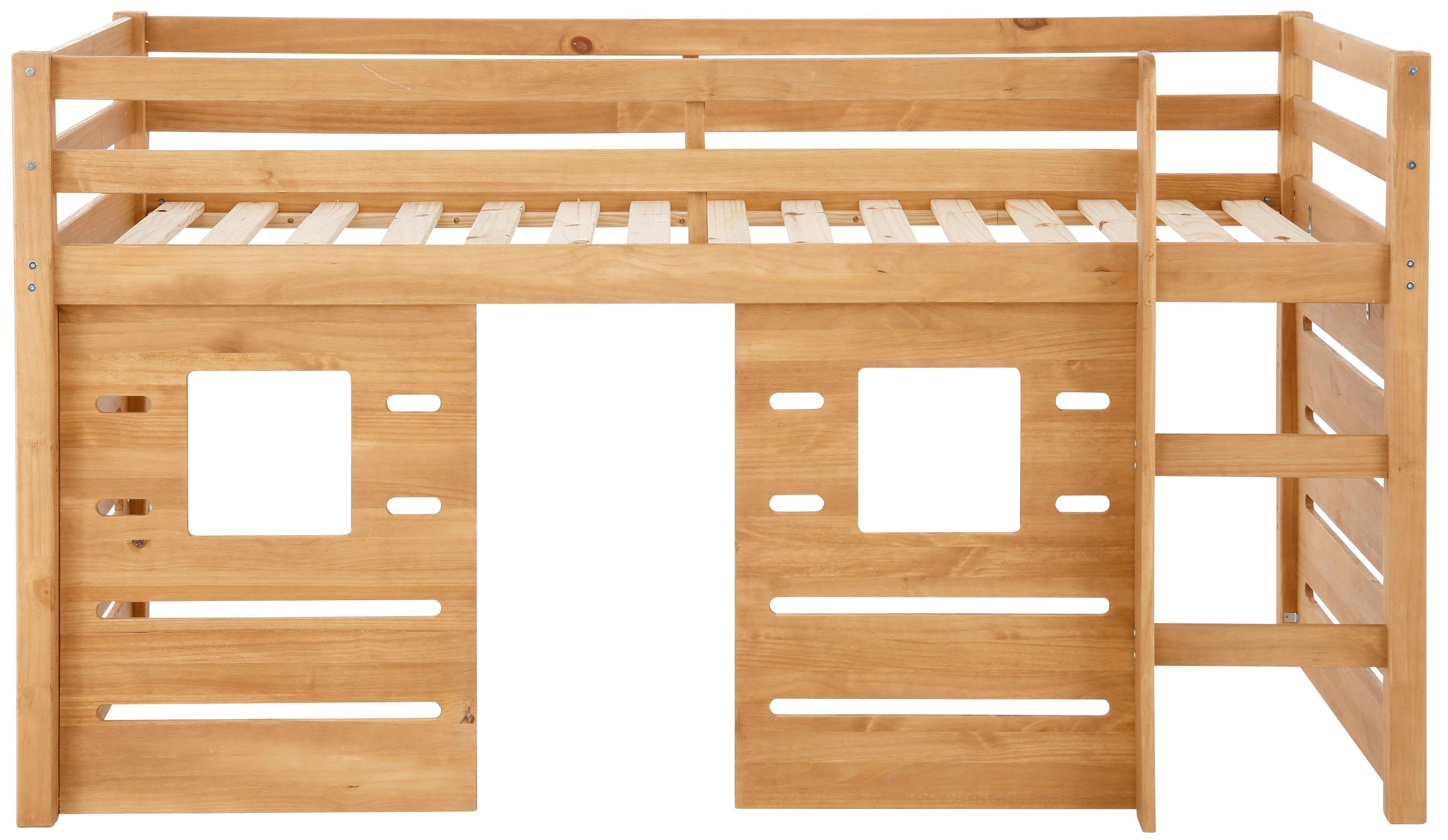 OTTO home Hochbett Alpi aus Kiefernholz, inklusive Leiter und Panel, Außenmaßenbreite 103 cm