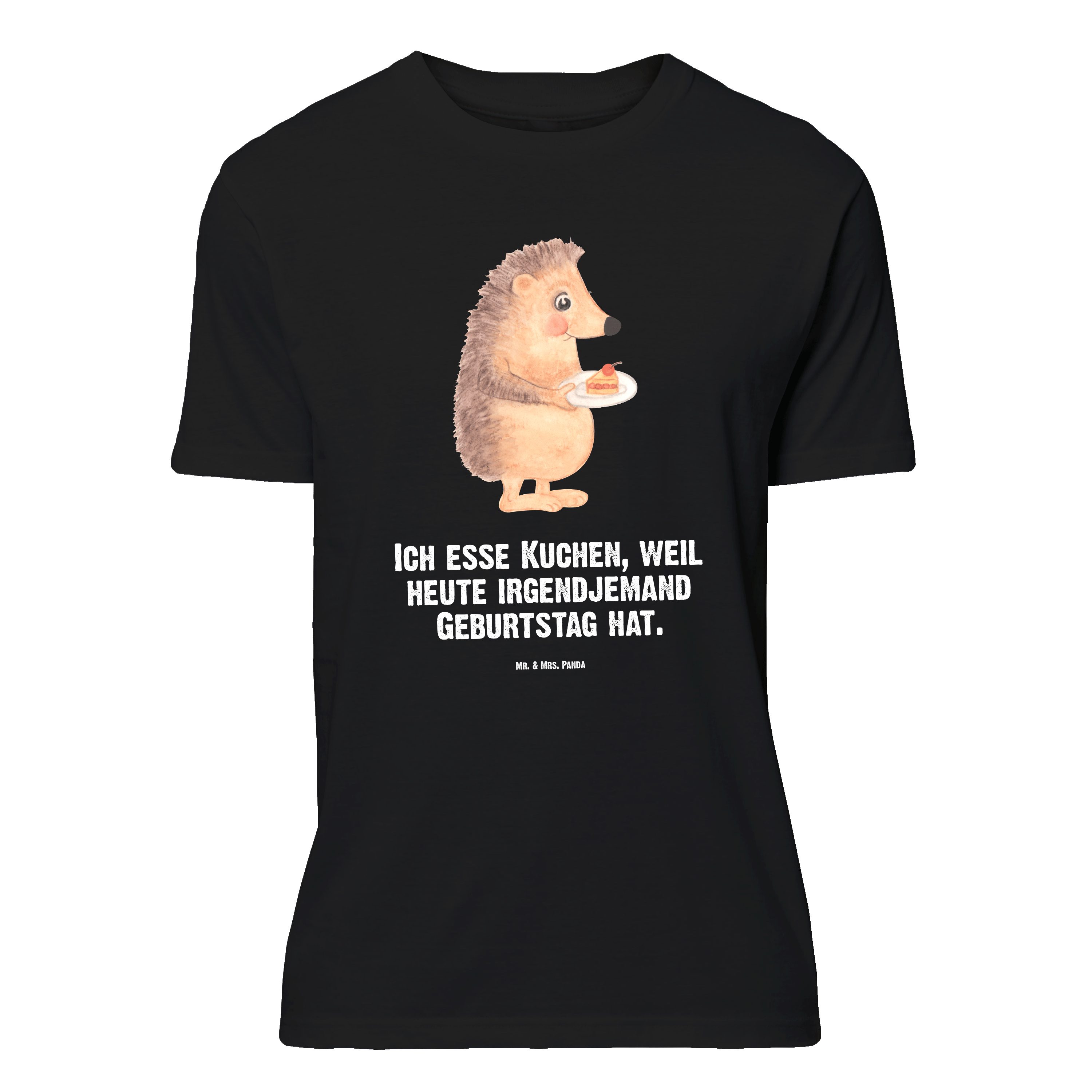 Mr. & Mrs. Panda T-Shirt Igel Kuchenstück - Schwarz - Geschenk, Torte, Tiere, Lustiges T-Shirt (1-tlg)