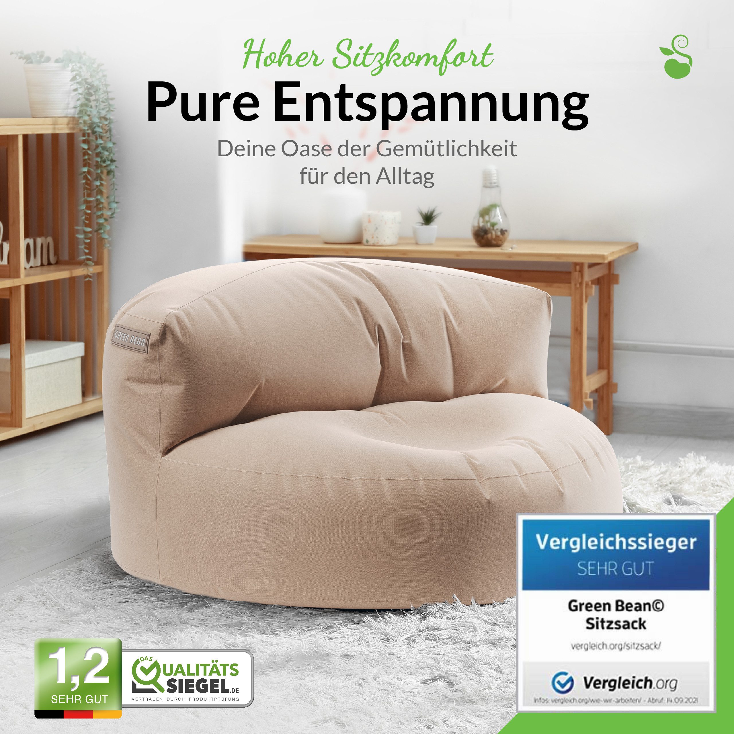 Green Bean Sitzsack Indoor & Outdoor Sofa mit hochwertiger EPS Perlen Füllu günstig online kaufen