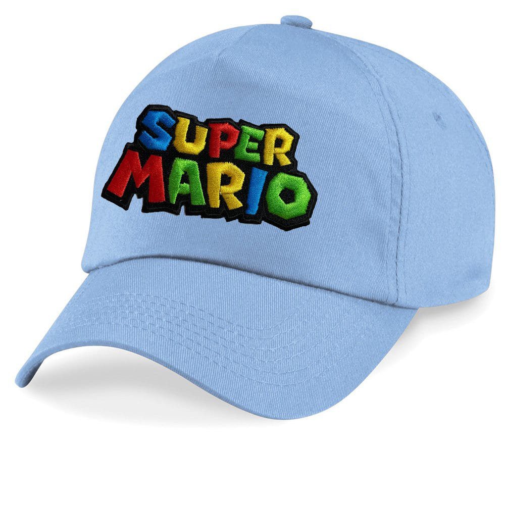 Blondie & Brownie Baseball Cap Kinder Super Mario Stick Patch Luigi Peach Nintendo One Size Hellblau