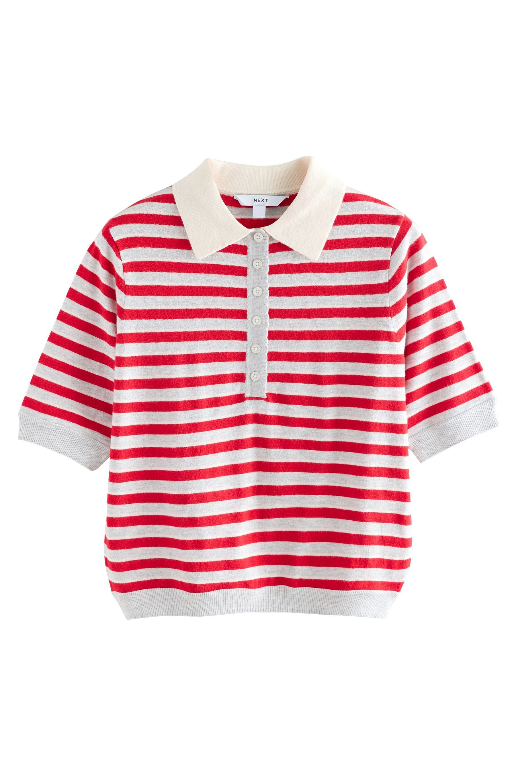 Next Poloshirt Kurzärmeliges gestreiftes Polo-Stricktop (1-tlg)