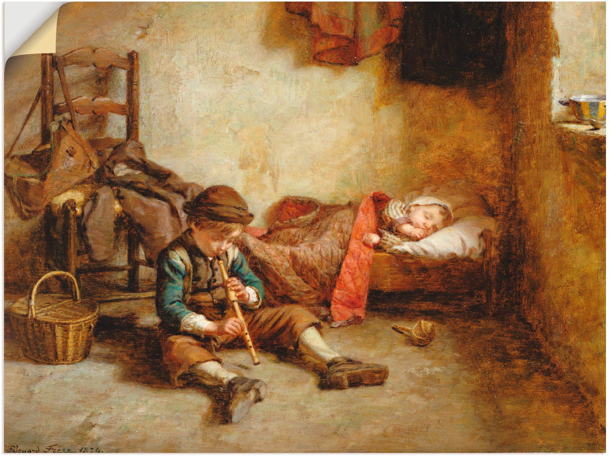Artland Wandbild Das Wiegenlied. 1874, Kind (1 St), als Leinwandbild, Wandaufkleber oder Poster in versch. Größen