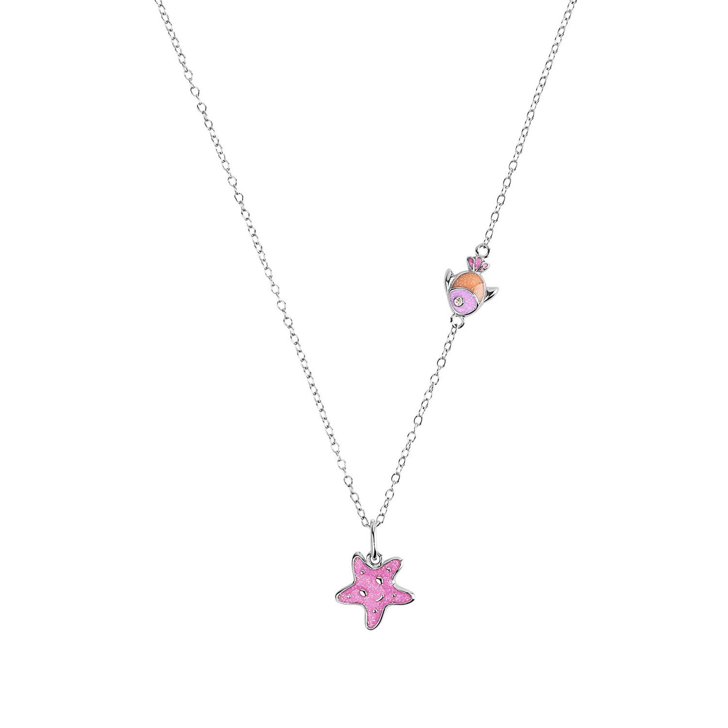 Prinzessin Lillifee Kette mit Anhänger Seestern-Motiv, Fisch-Motiv, mit Zirkonia (synth)