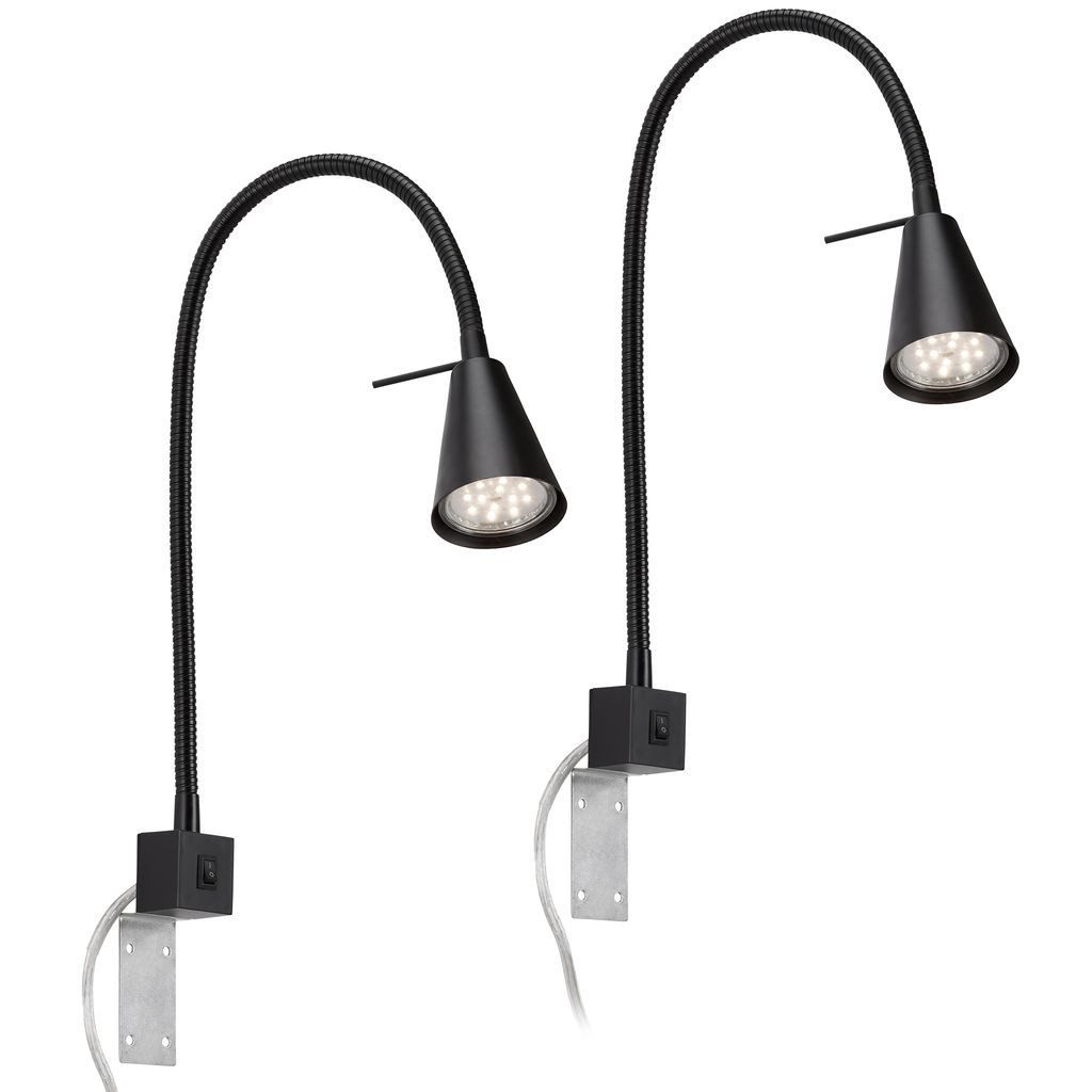 Briloner Leuchten Wandleuchte 2080025B, LED wechselbar, 2700K - Extra-Warmweiß, 2er Set Wandlampen, 40,3x21,7cm, 4,7W, GU10, Innen, Wohnzimmer, Flur