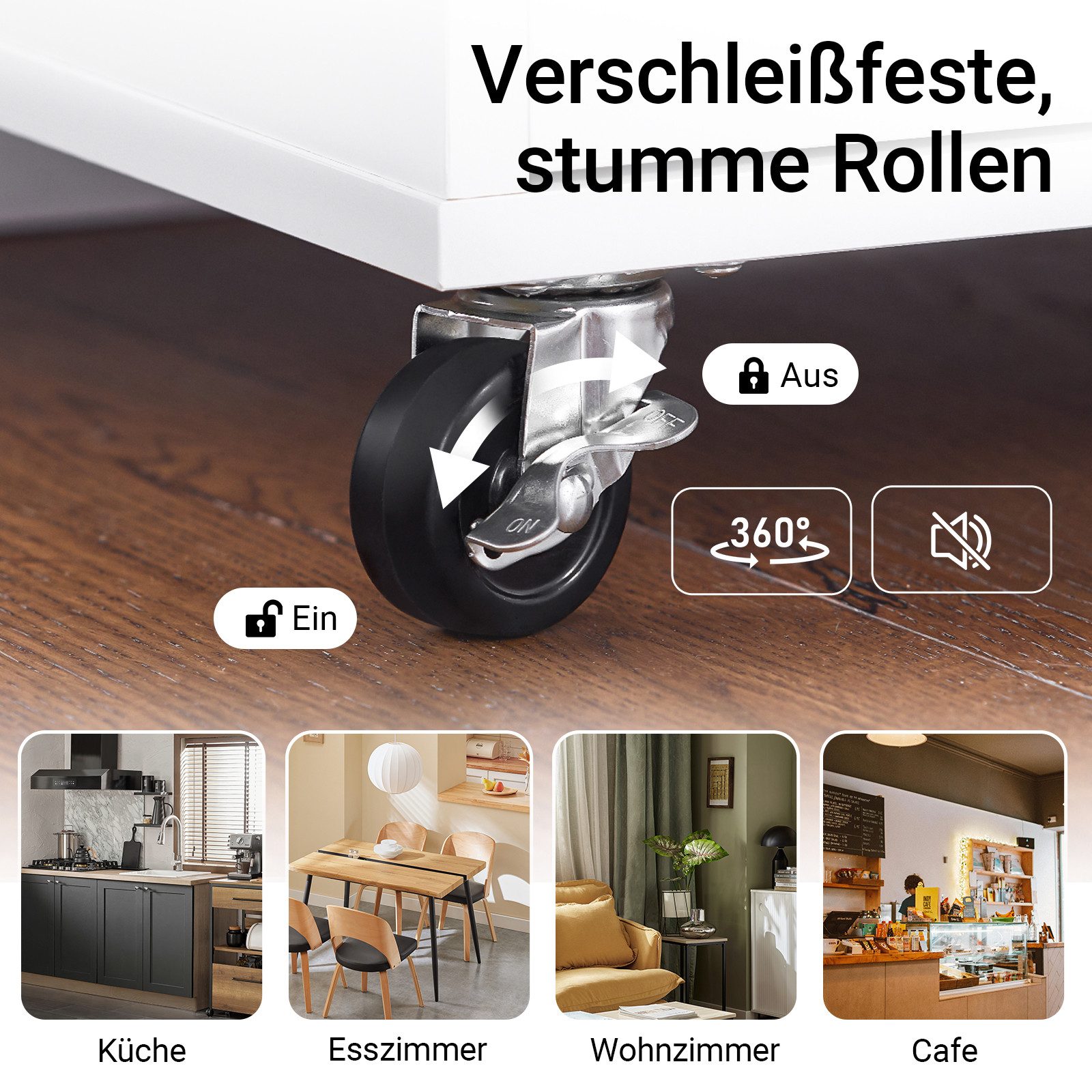 SoBuy Küchenwagen FKW102, Rollwagen Küche Beistellwagen Regal Küche, mit Arbeitsplatte Servierwagen Beistellwagen mit Tür und Schublade – Bild 4 von 5