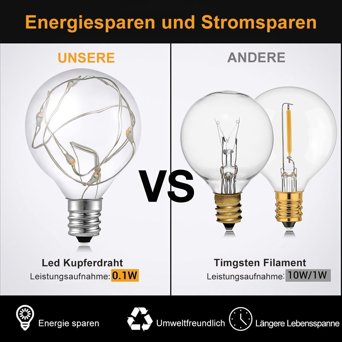 Quntis Gartenleuchte G40 Lichterkette Glühbirnen, Weihnachten, günstig online kaufen
