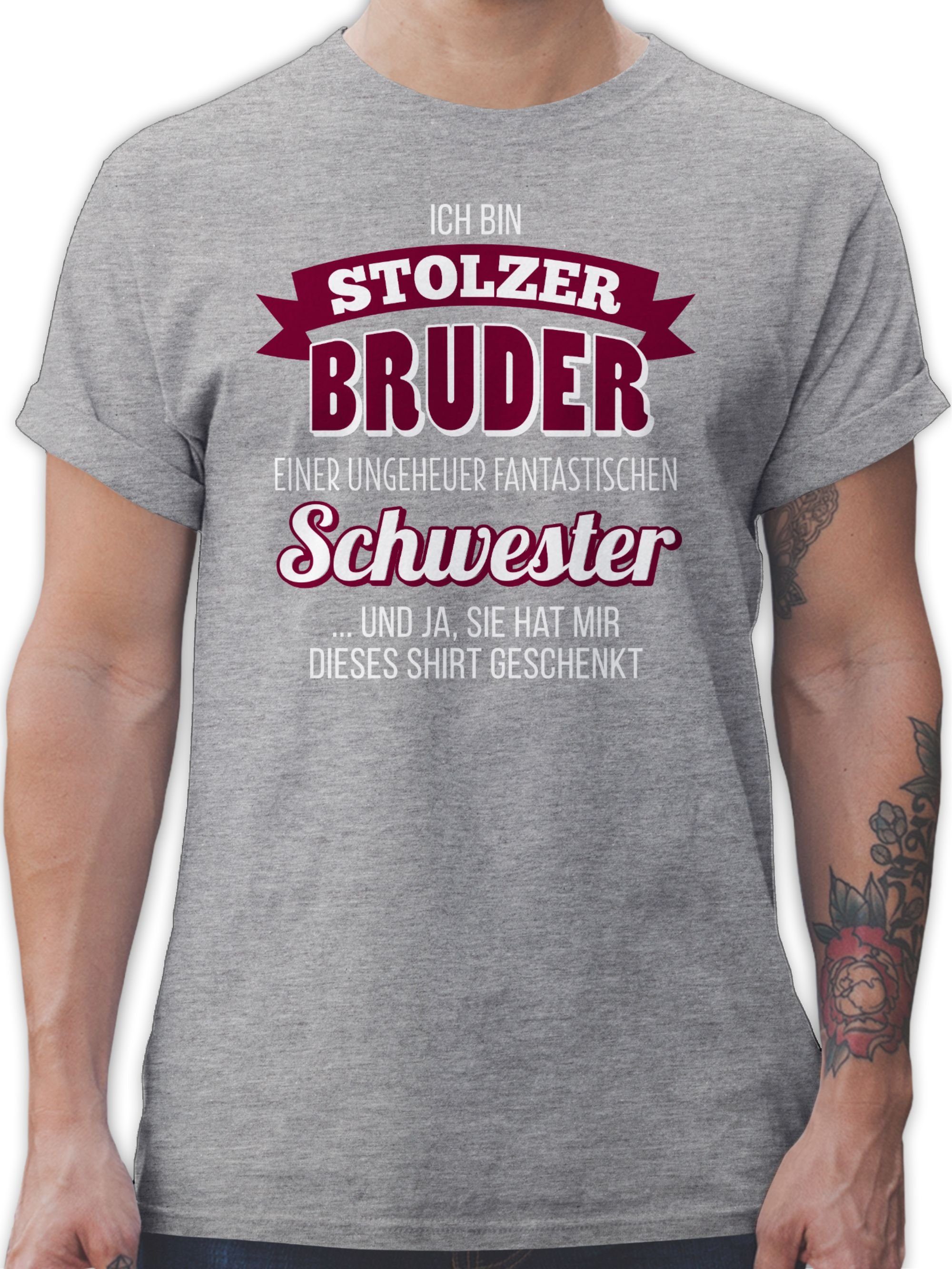 Shirtracer T-Shirt Ich bin stolzer meliert Bruder Grau Bruder 03