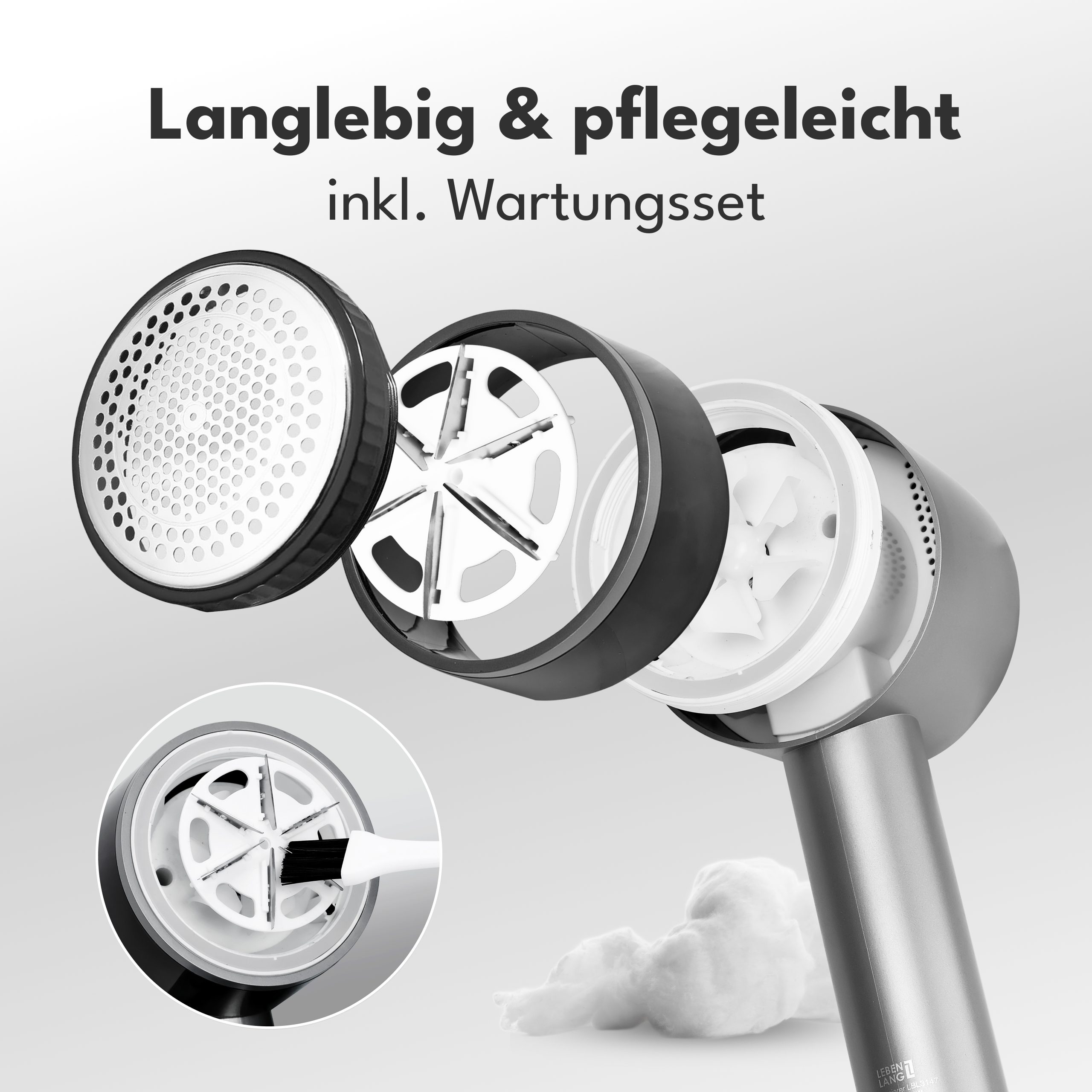 Lebenlang Fusselrasierer Premium elektrischer Fusselentferner mit 4000mAh, Großes Display, Präzisionsklingen, 5 Modi, LED Frontlicht – Bild 5 von 5