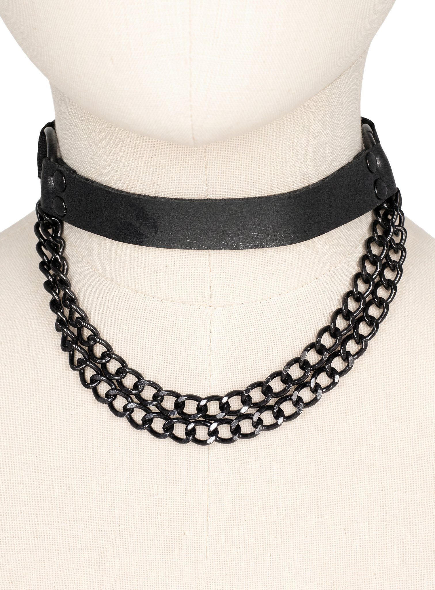 Metamorph Textilband Halsband Sweet Chain, Halsband aus Kunstleder mit schwarzer Metallkette