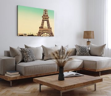 Sinus Art Leinwandbild 120x80cm Wandbild auf Leinwand Paris Eiffelturm Frankreich Fotokunst, (1 St)
