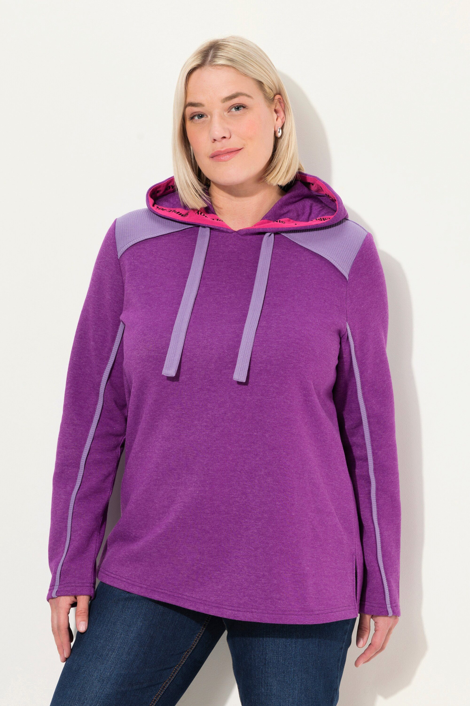 Ulla Popken Sweatshirt Hoodie Waffelpikee A-Linie günstig online kaufen