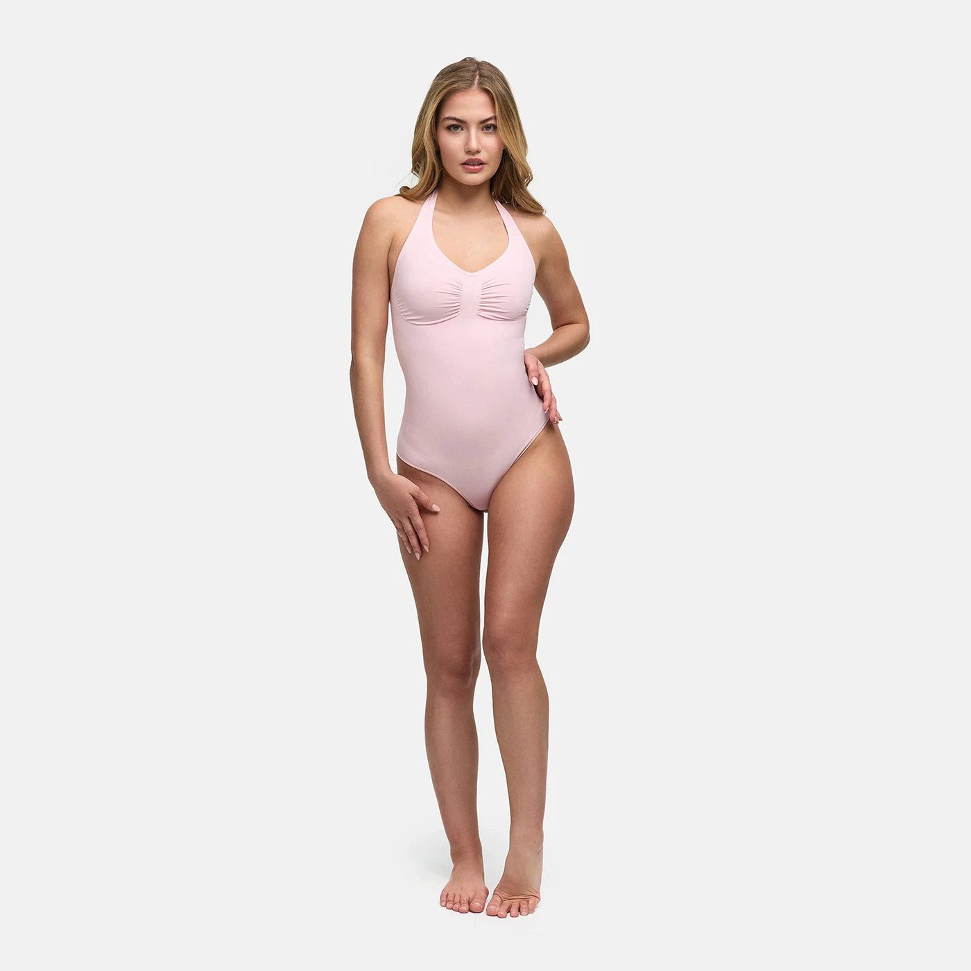 Shaping-Body Neckholder Shapewear mit String-Baby Pink-2XL