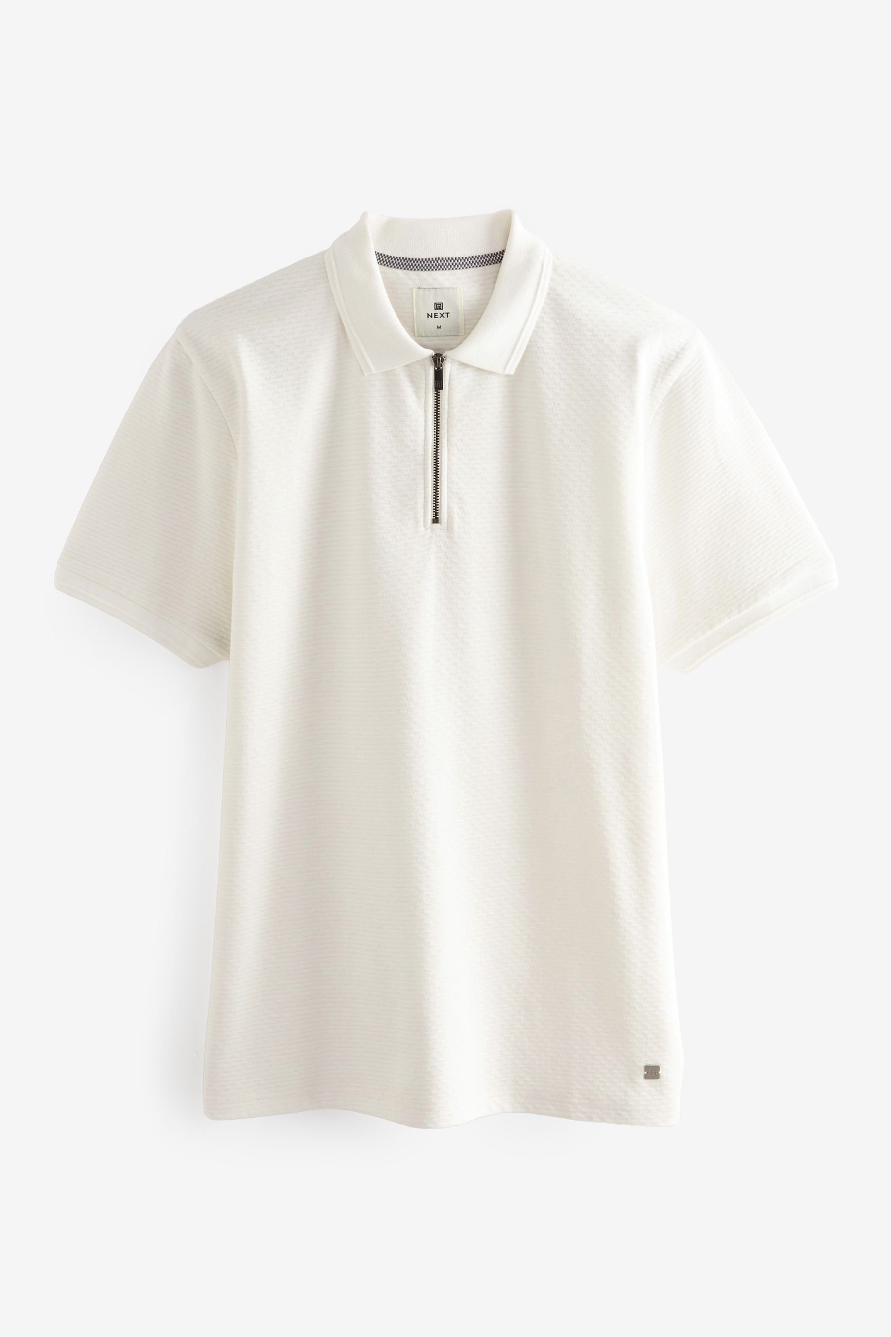 Polo-Shirt Strukturiertes White Poloshirt (1-tlg) Next