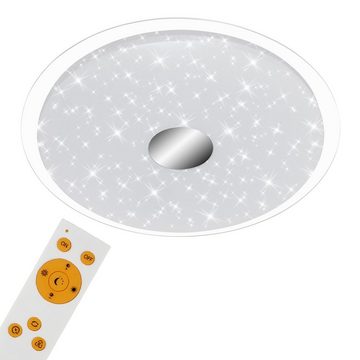 TRANGO LED Deckenleuchte, 3335 LED Deckenlampe 24 Watt *EM* CCT Farbtemperatur & Helligkeit stufenlos dimmbar - 3000K bis 6000K inkl. Timer & Nachtlicht-Funktion, Deckenstrahler, Lampenschirm mit Sternenhimmel Effekt, CCT, 3000 bis 6000, Wandleuchte, Deckenlampe