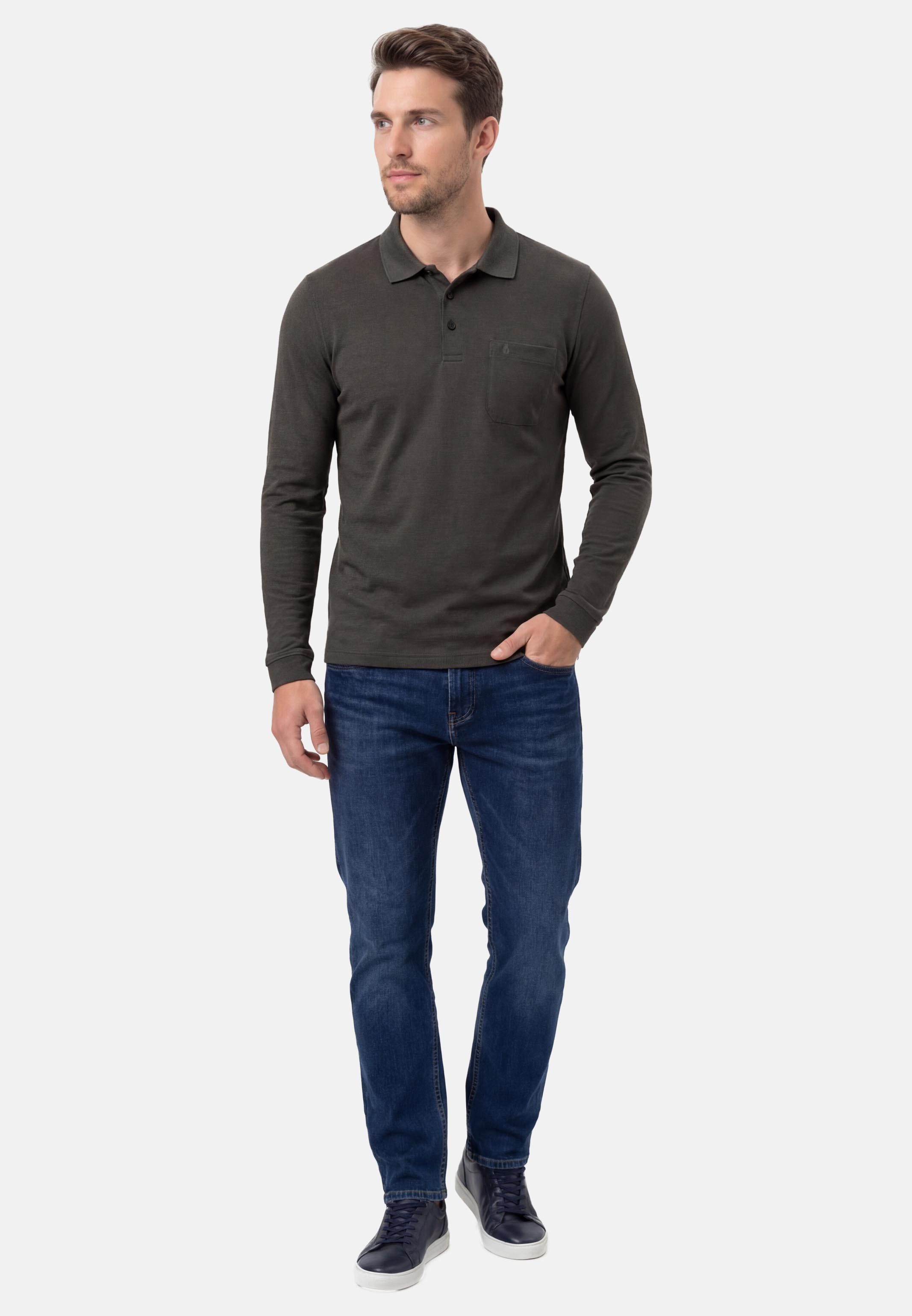 RAGMAN Langarm-Poloshirt Basic (1-tlg) Poloshirt - Baumwolle - Atmungsaktiv - Klassischer Look