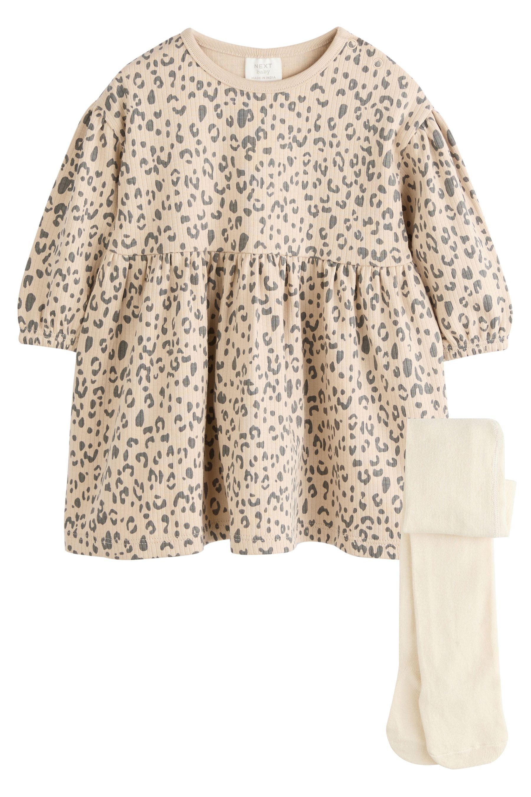 Next Kleid & Leggings Baby Jersey-Kleid mit Strumpfhose (2-tlg)