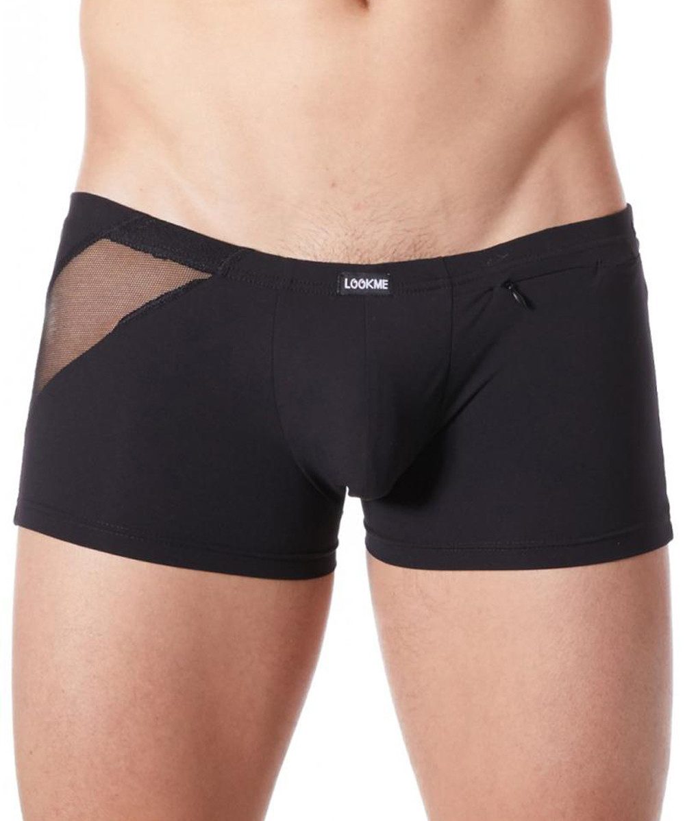 LOOK ME Boxershorts Schwarzer Herren Boxer Short aus dehnbarer blickdichter Mikrofaser mit