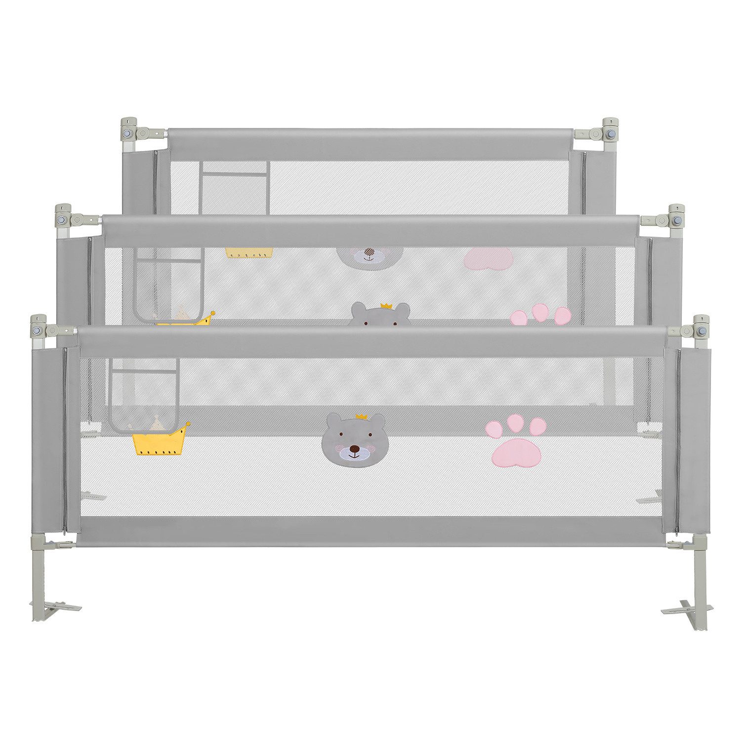 Clanmacy Bettschutzgitter 3X Bettgitter Bettschutzgitter Kinderbettgitter Kinder Baby Bettschutz (Set, 3 St), aus Metall