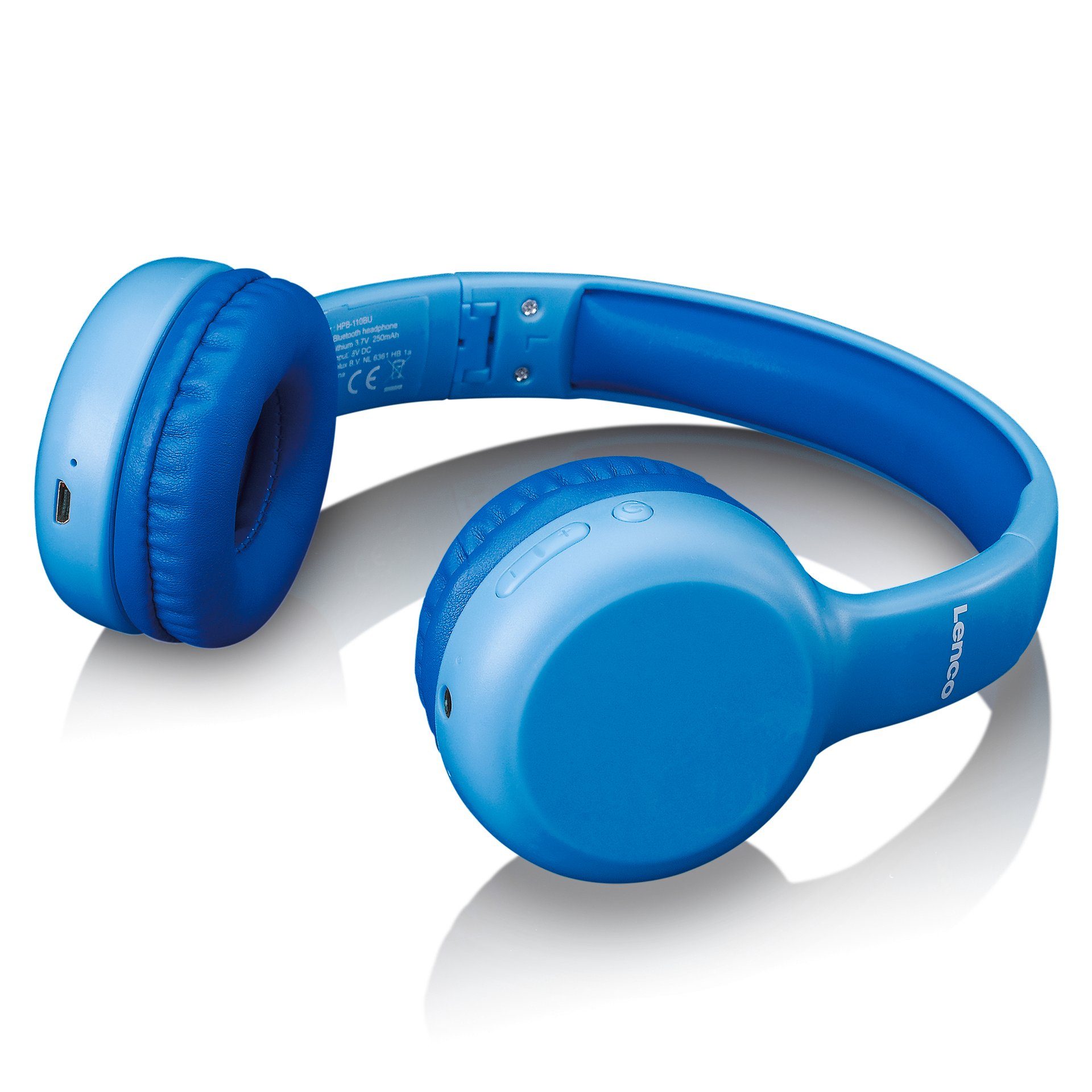 Blau Kinderkopfhörer Lenco Sticker HPB-110 mit Over-Ear-Kopfhörer