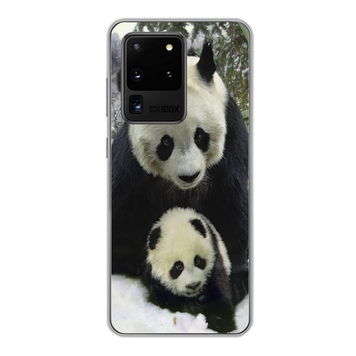 MuchoWow Handyhülle Panda - Jungtier - Schnee Phone Case Handyhülle Samsung Galaxy S20 Ultra Silikon Schutzhülle