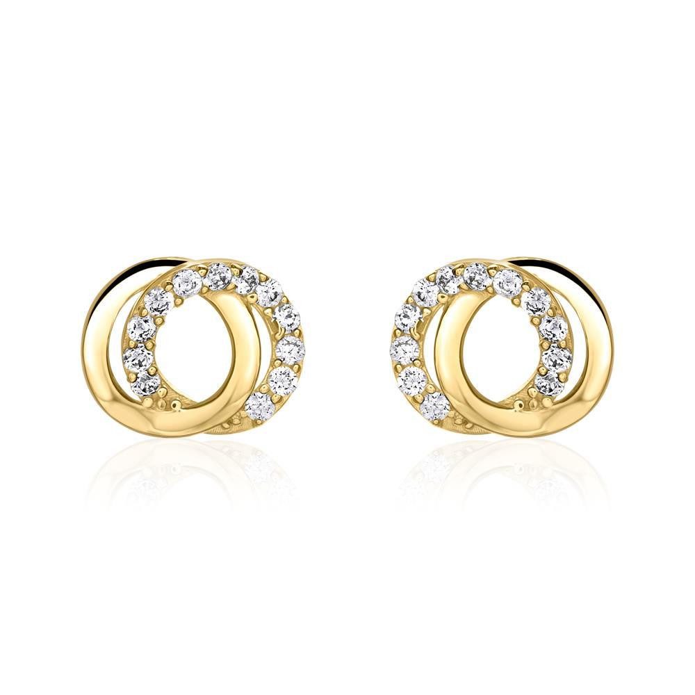 Paar Ohrstecker Kreis Ohrstecker für Damen von Unique aus 9K Gold mit Zirkonia