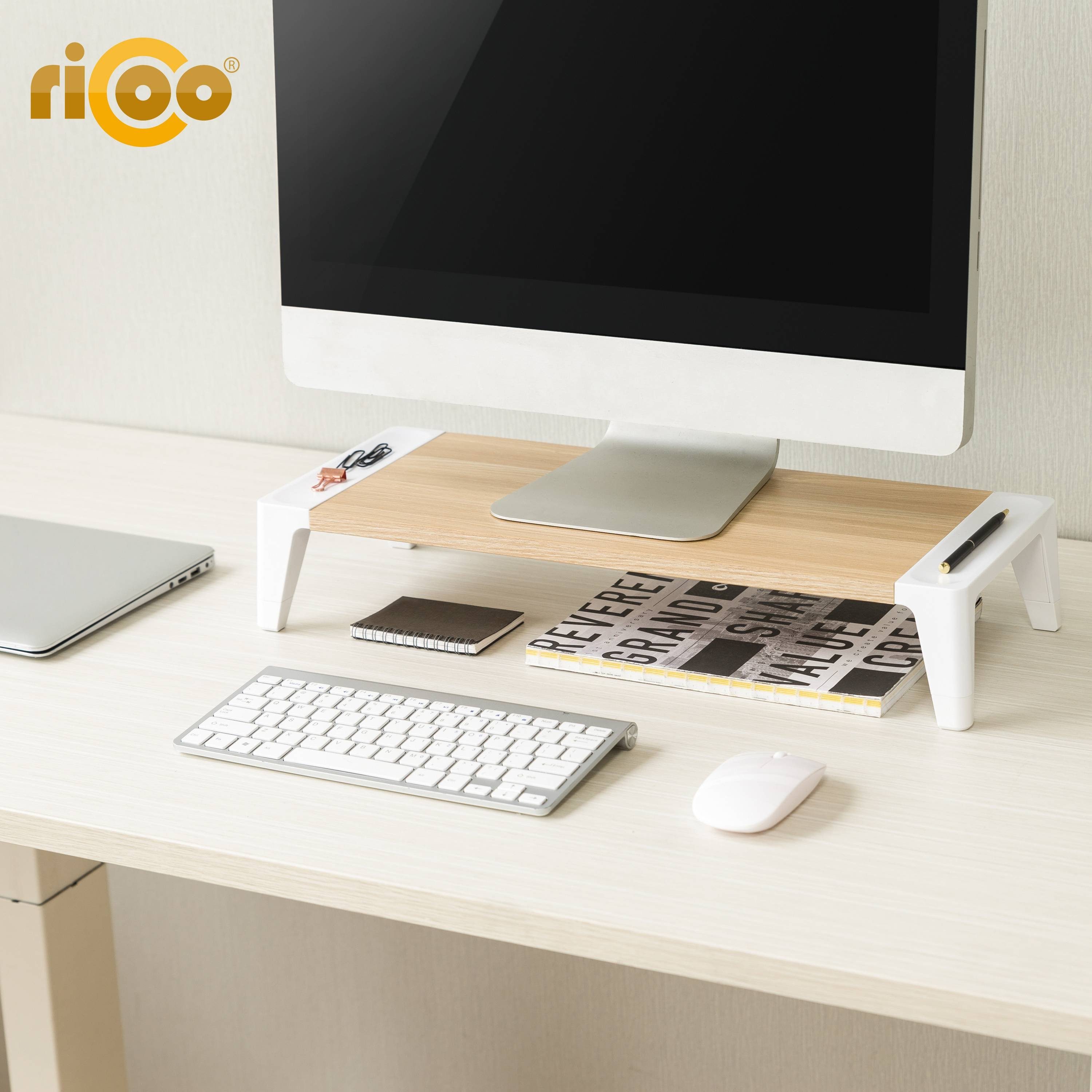RICOO Schreibtischaufsatz Monitorständer FS0142, Aufsatz Monitorerhöhung Bildschirm Tisch Schreibtisch