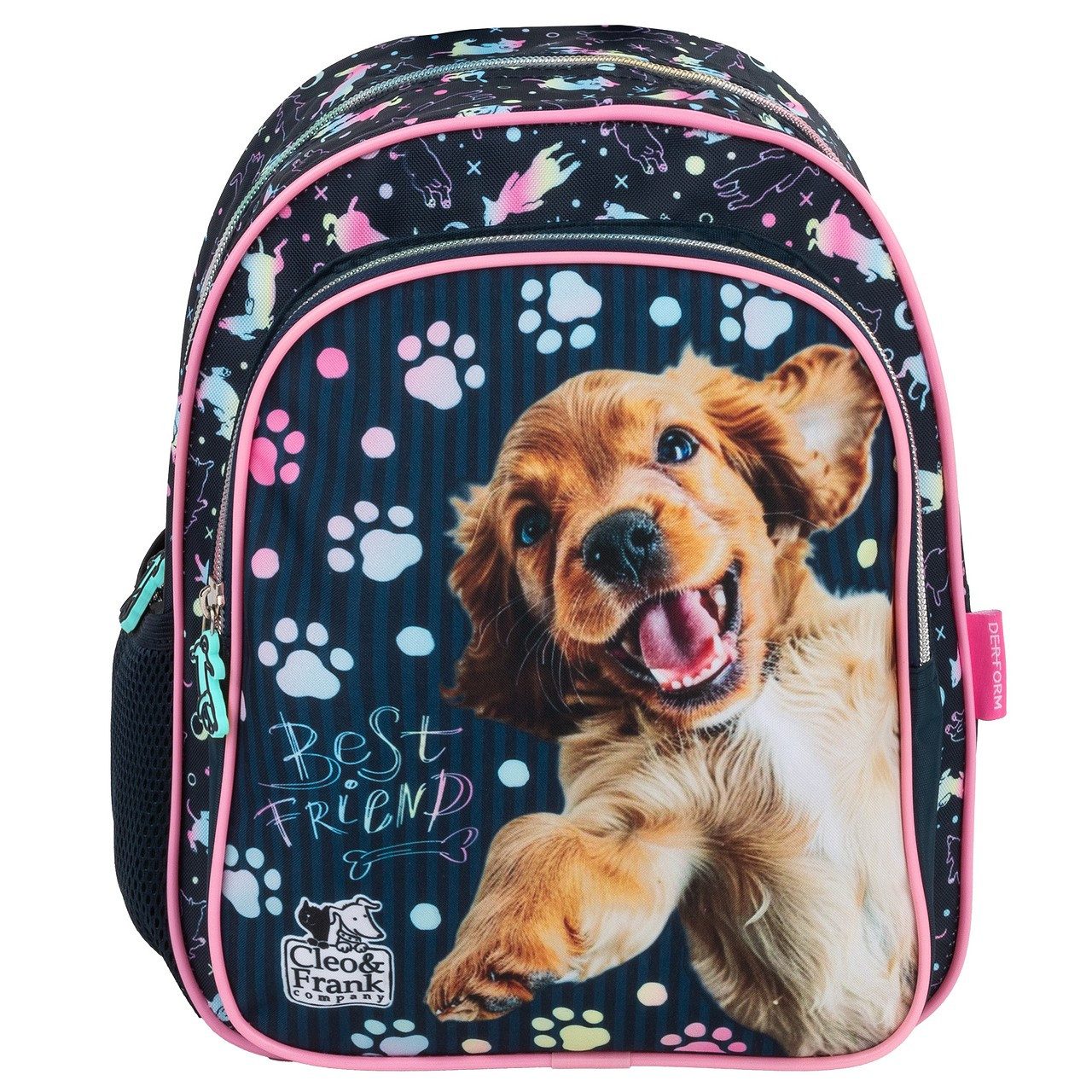 DERFORM Kindergartentasche Kindergarten Set Hund Kinder Rucksack Tasche Brotdose Trinkflasche (3-tlg)