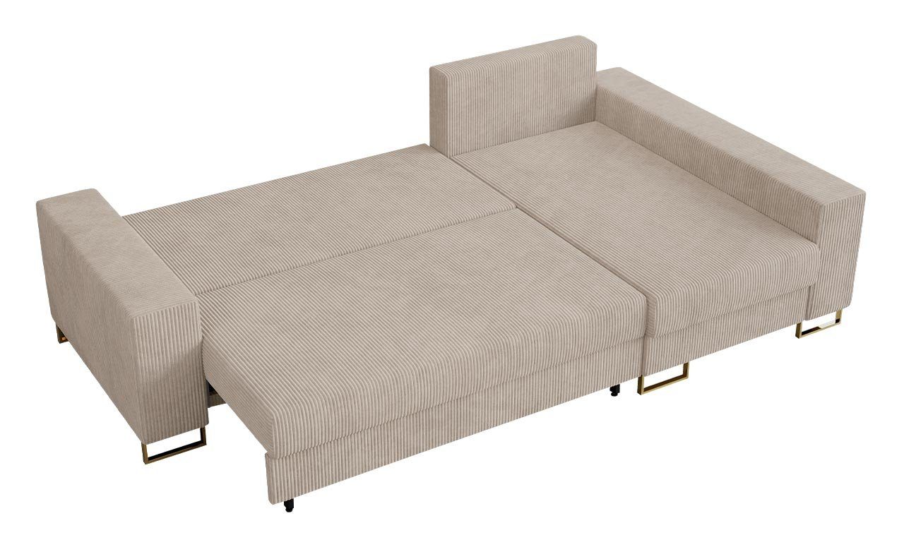 MKS MÖBEL Ecksofa DORIAN, L-Form Beige Couch Schlaffunktion, lose mit Modern Lincoln Stil, Kissen